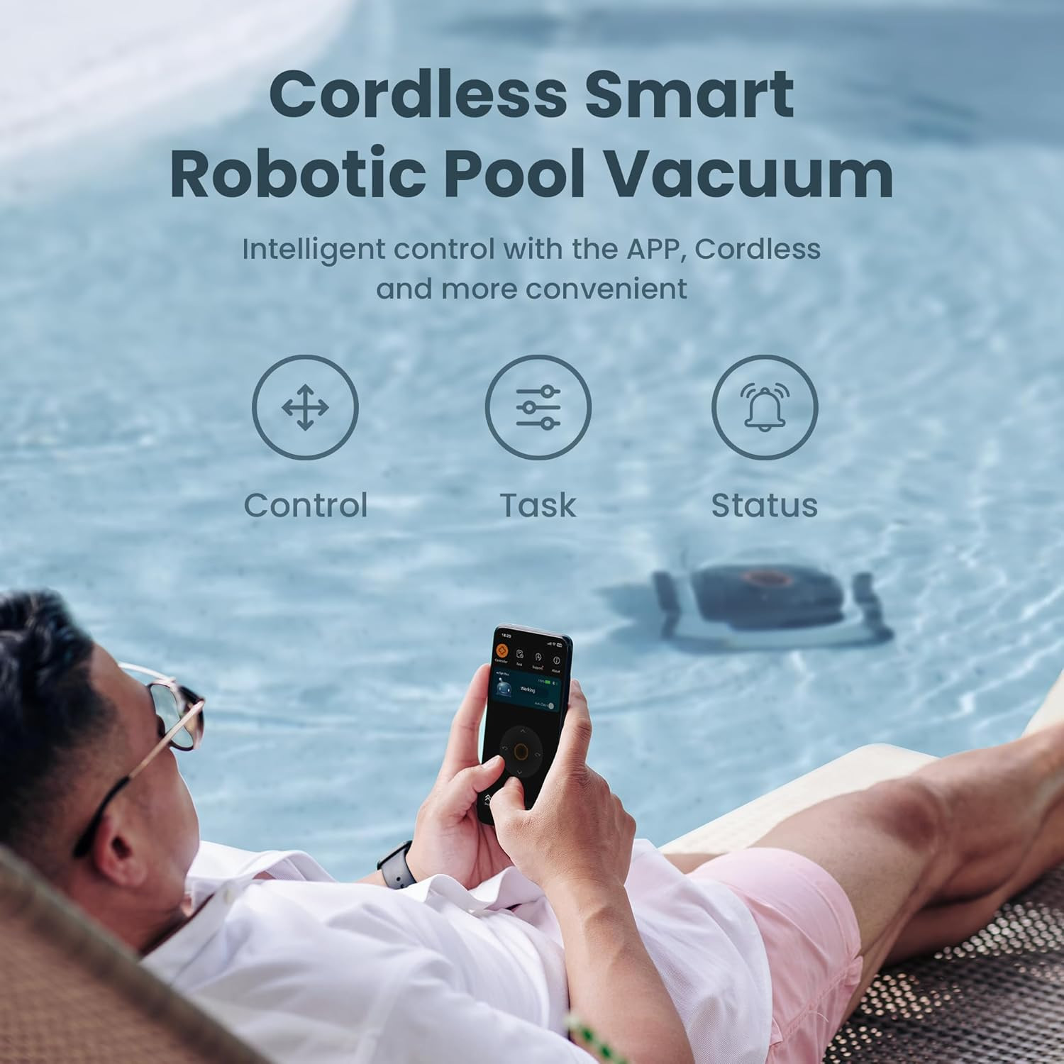 (2025 Upgrade) Cordless Robotic Pool Cleaner, Automatic Pool Robot Vacuum with A