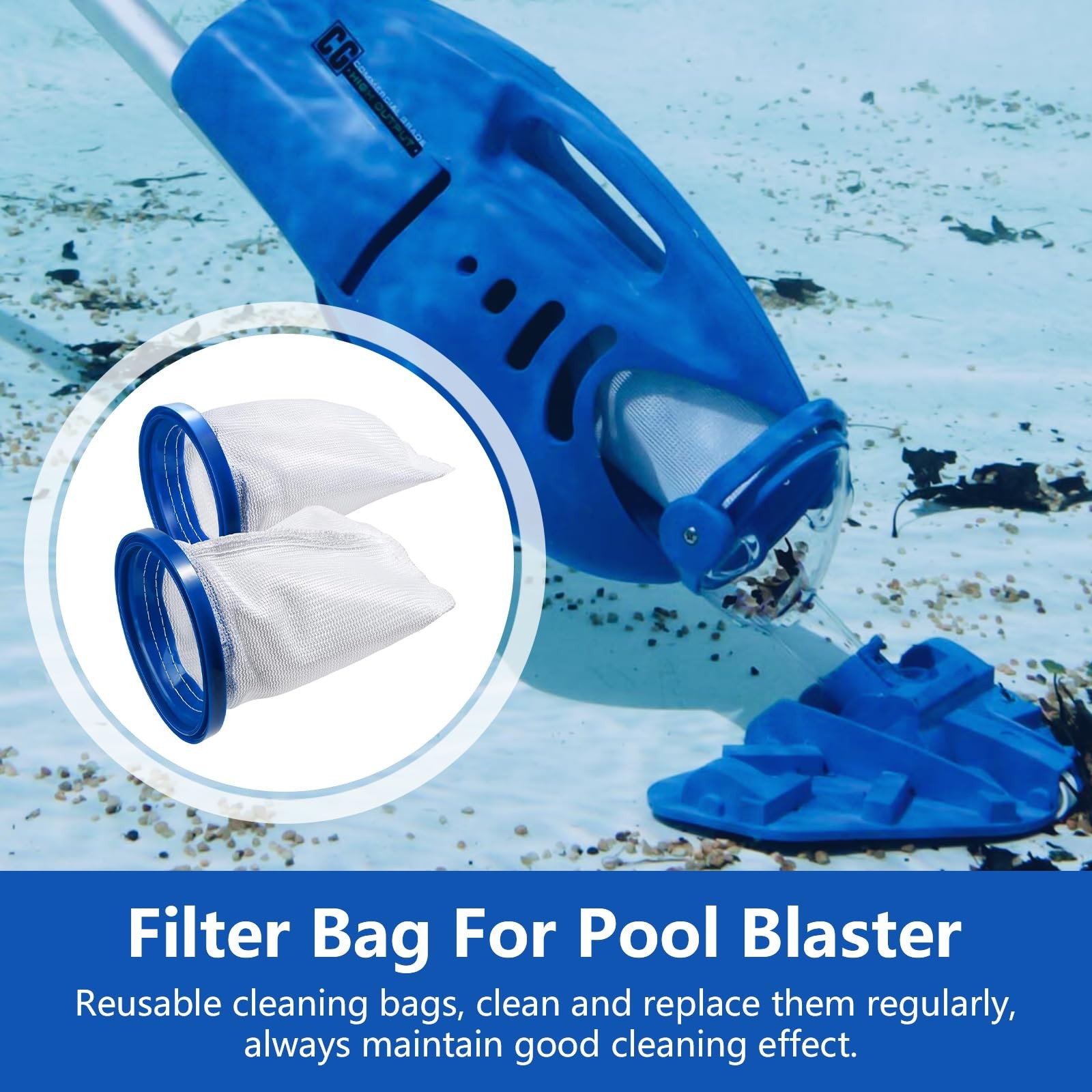 2-Pack Pool Vacuum Cleaner Reusable Filter Bag for Blaster Water Tech…