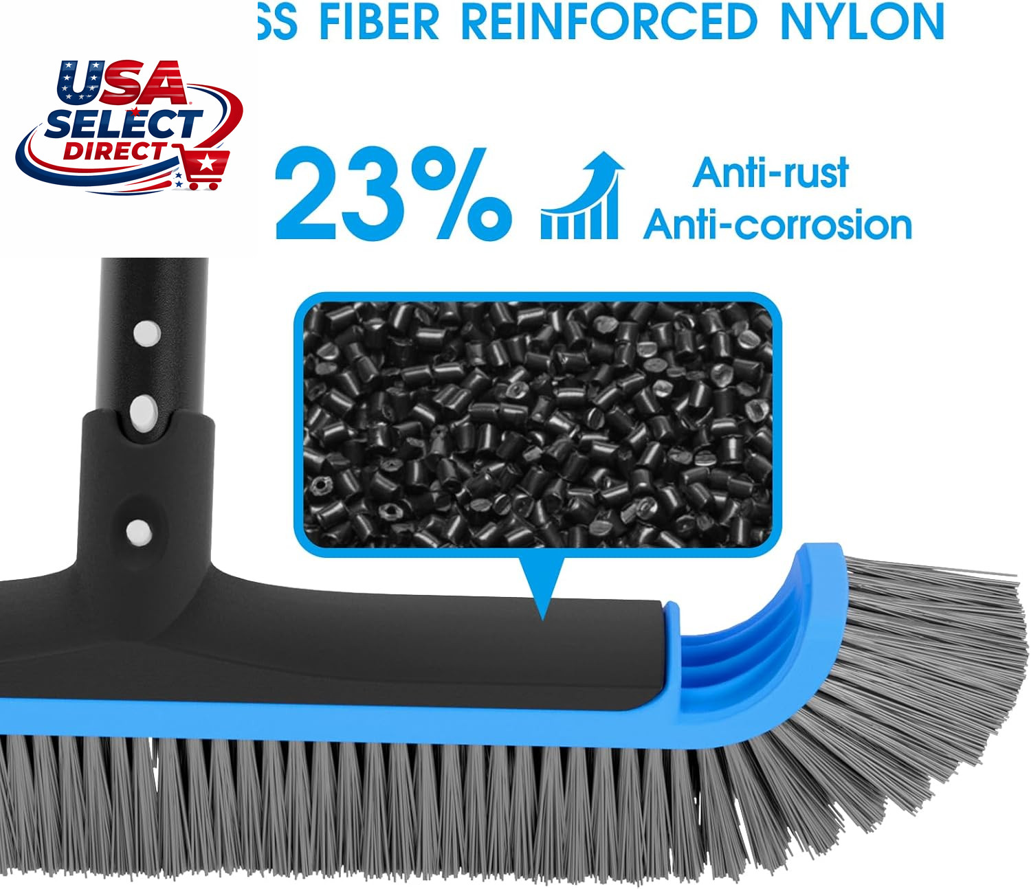 2 in 1 Multifunctional Pool Brush with 10 FT Poles – 17.5 » Heavy Duty Swimming