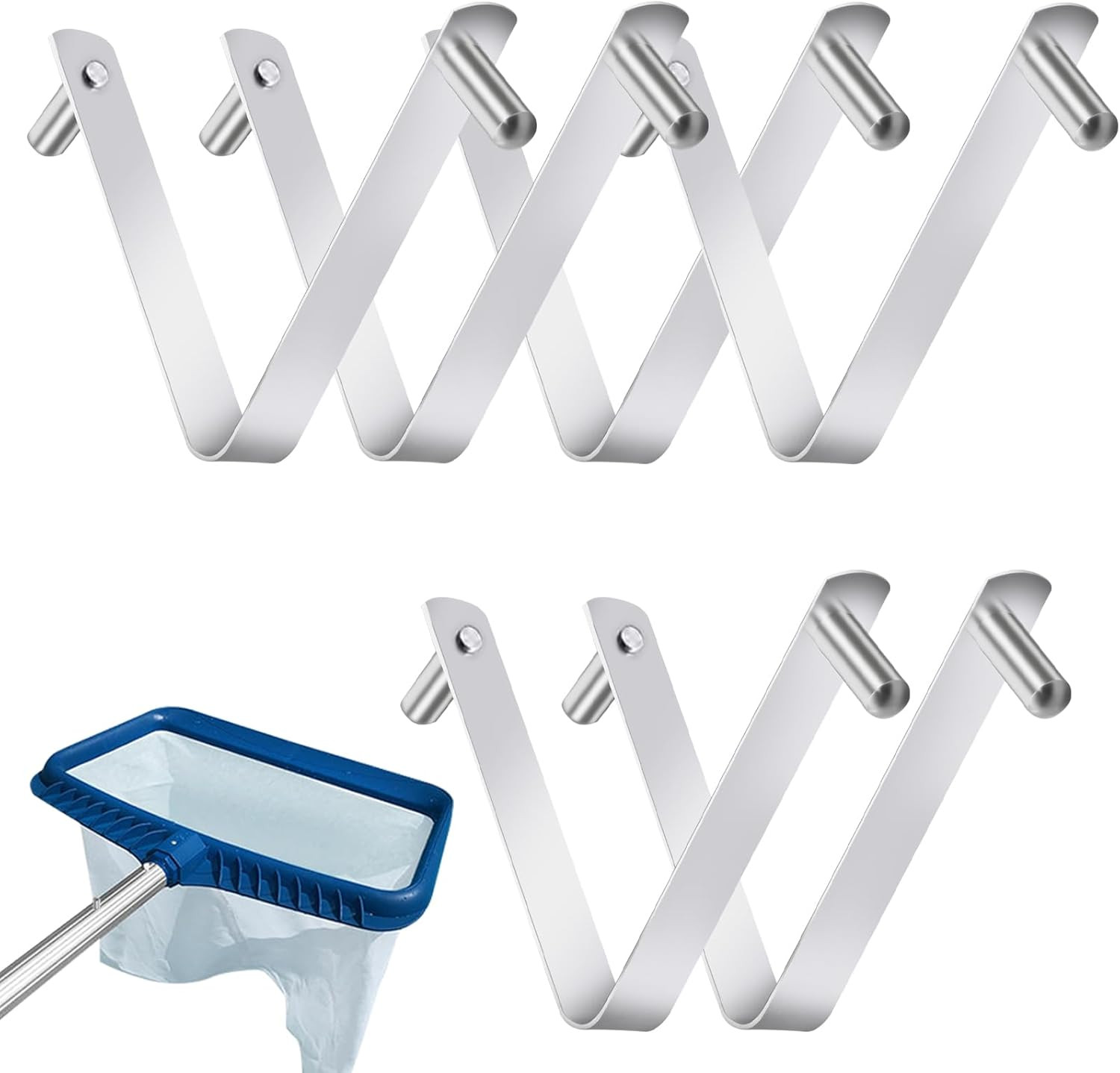 6Pcs Pool Brush Clip V-Shaped Clip, Pool Hooks for Poles Swimming Pools & Access