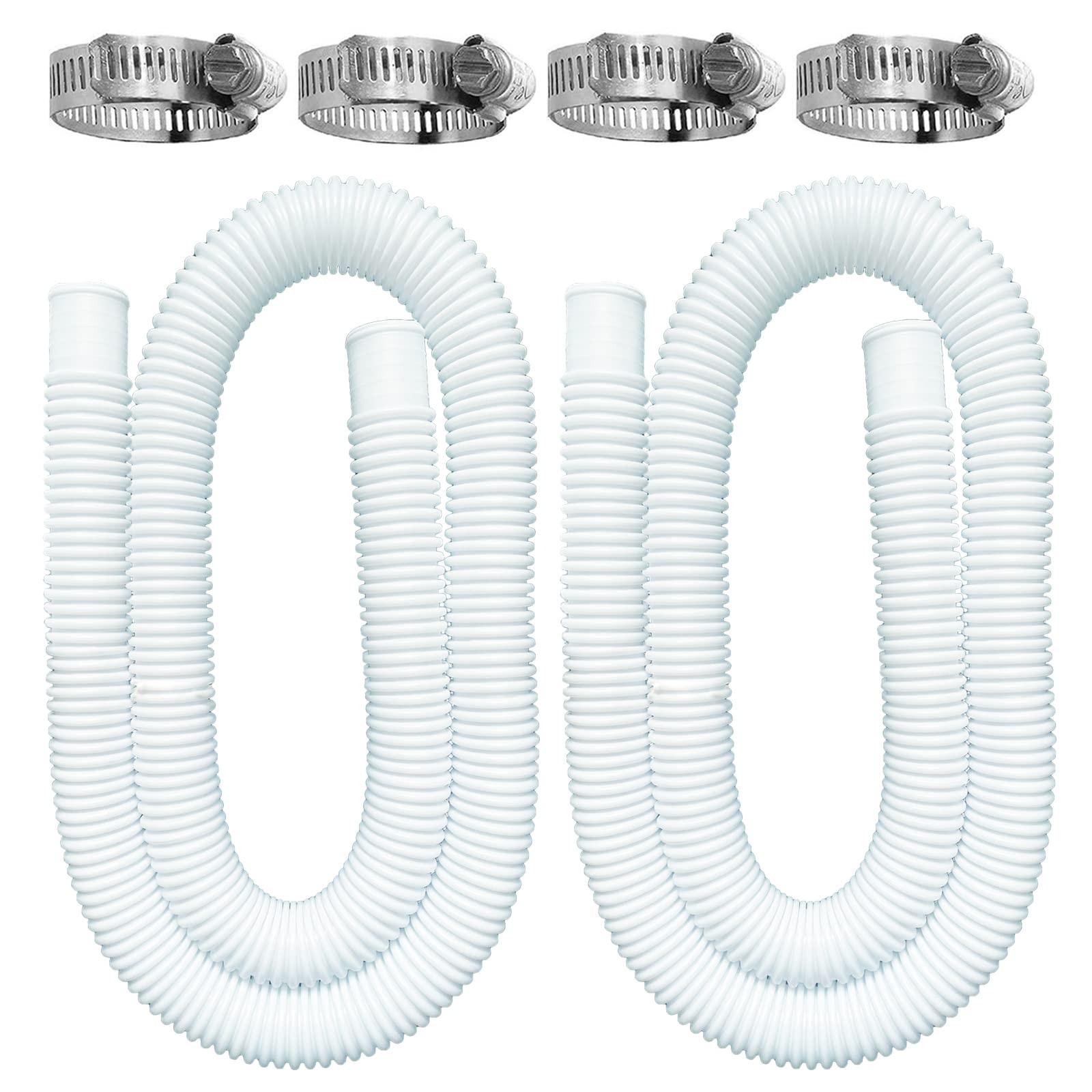 Pool Hoses for Above Ground Pools, 2 Pack 1.25 x 59 x 59 Inch, White
