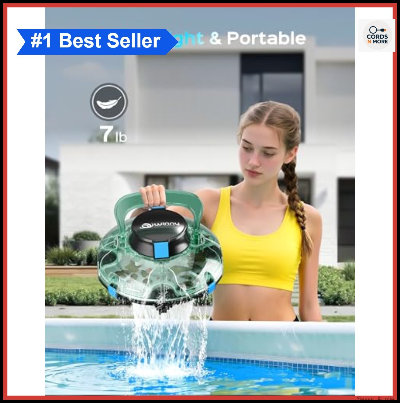 Robotic Pool Cleaner Cordless for Above Ground Pools Up to 660 sq ft 90 Min