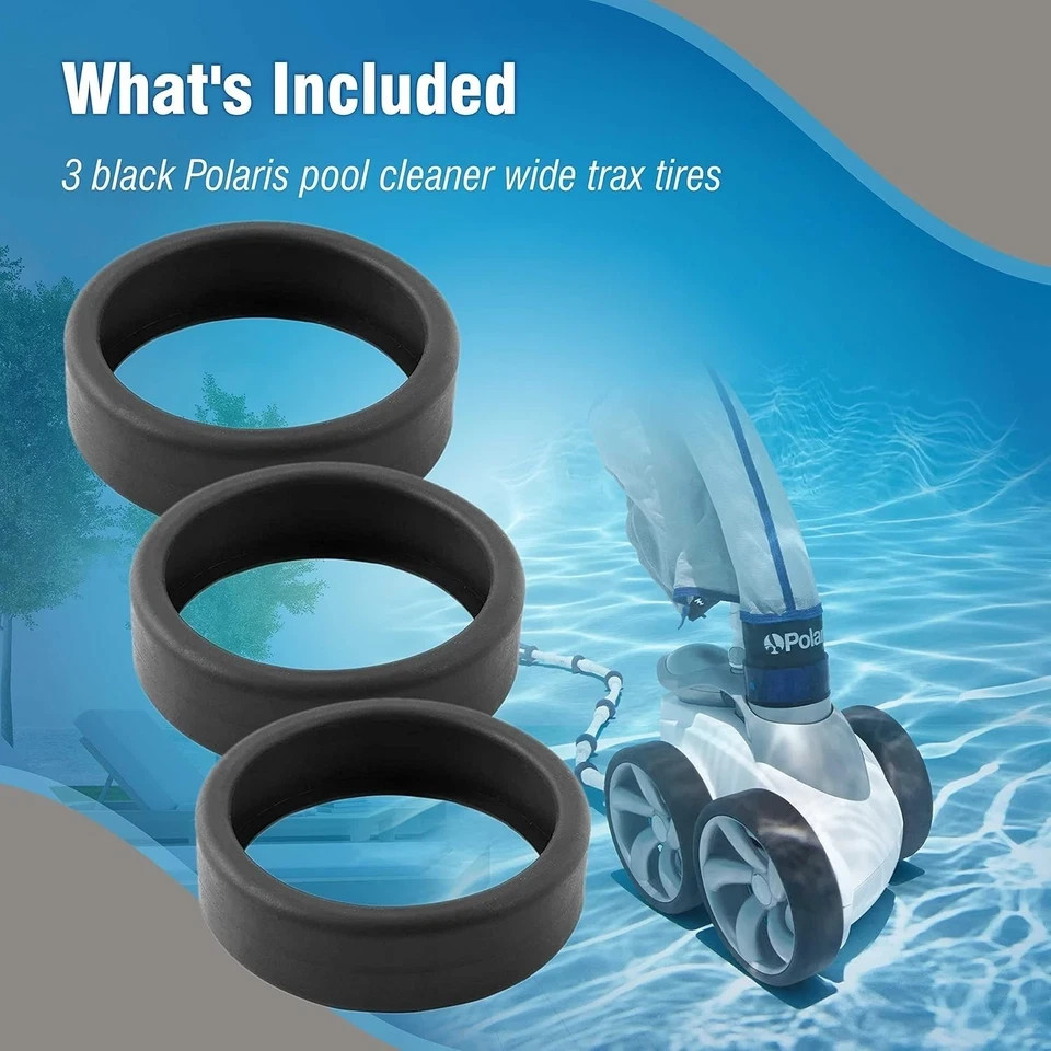 3-Pack Pool Cleaner Tires 48-232 for Polaris 3900/480 Sport, P39, Black Max