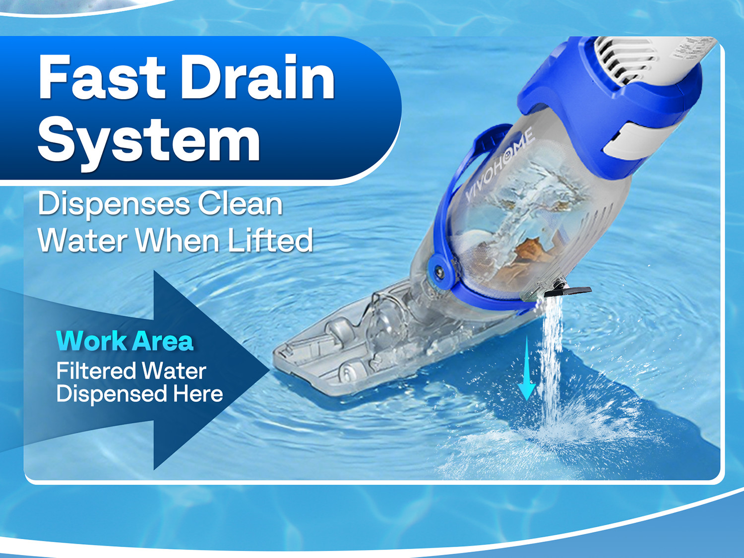 Cordless Pool Vacuum Cleaner 40W Quiet 19GPM 75min Battery 8.2FT Pole 2.6LFilter