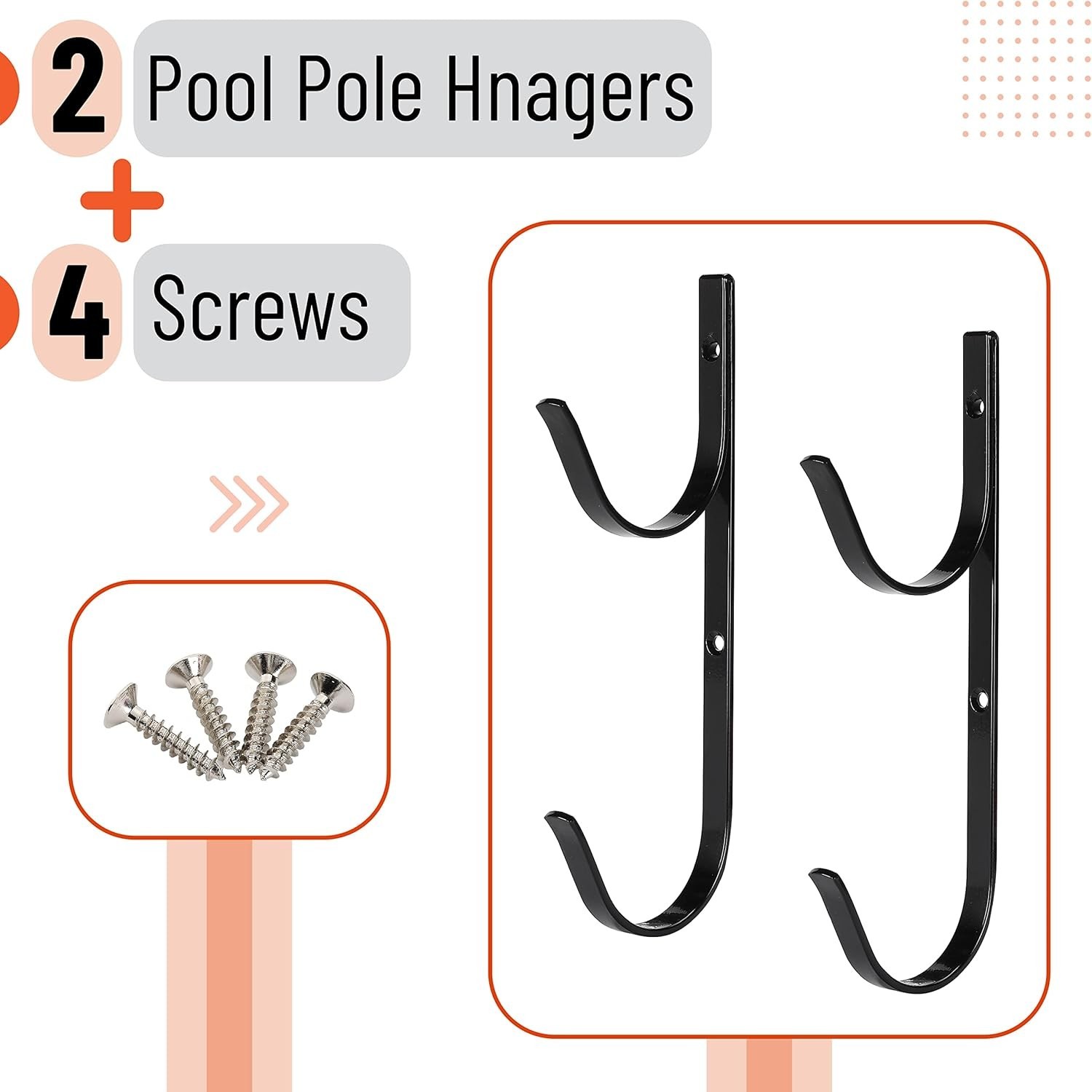 Effortless Installation Pool Pole Hangers – 2 Pack, Black Aluminum Durability