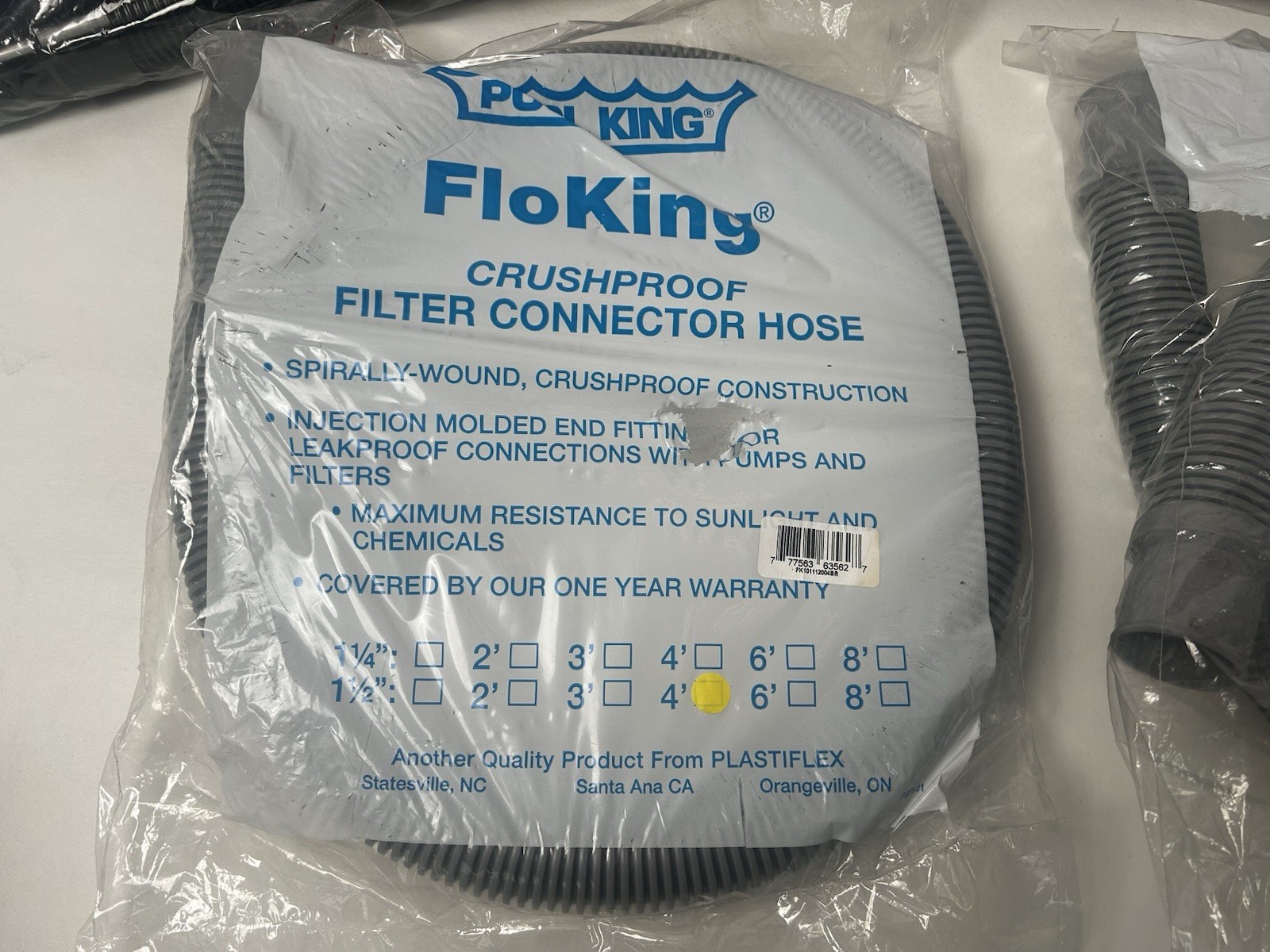 Lot Of 5 – 4’ Heavy-Duty Above Ground Pool Hose 1.5&Prime; – Filter Connecting Hose