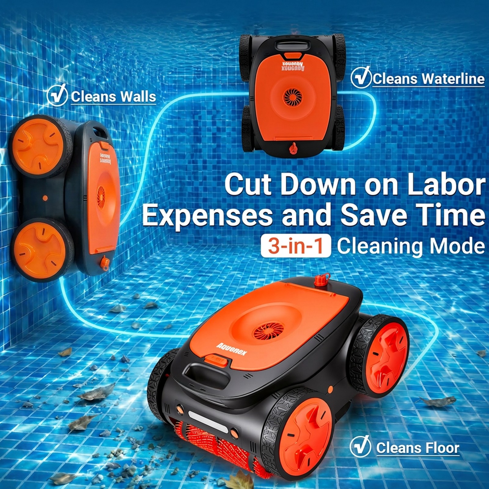 New 5460GPH Robotic Pool Cleaner with Signal Buoy, App&Remote, Auto-Park