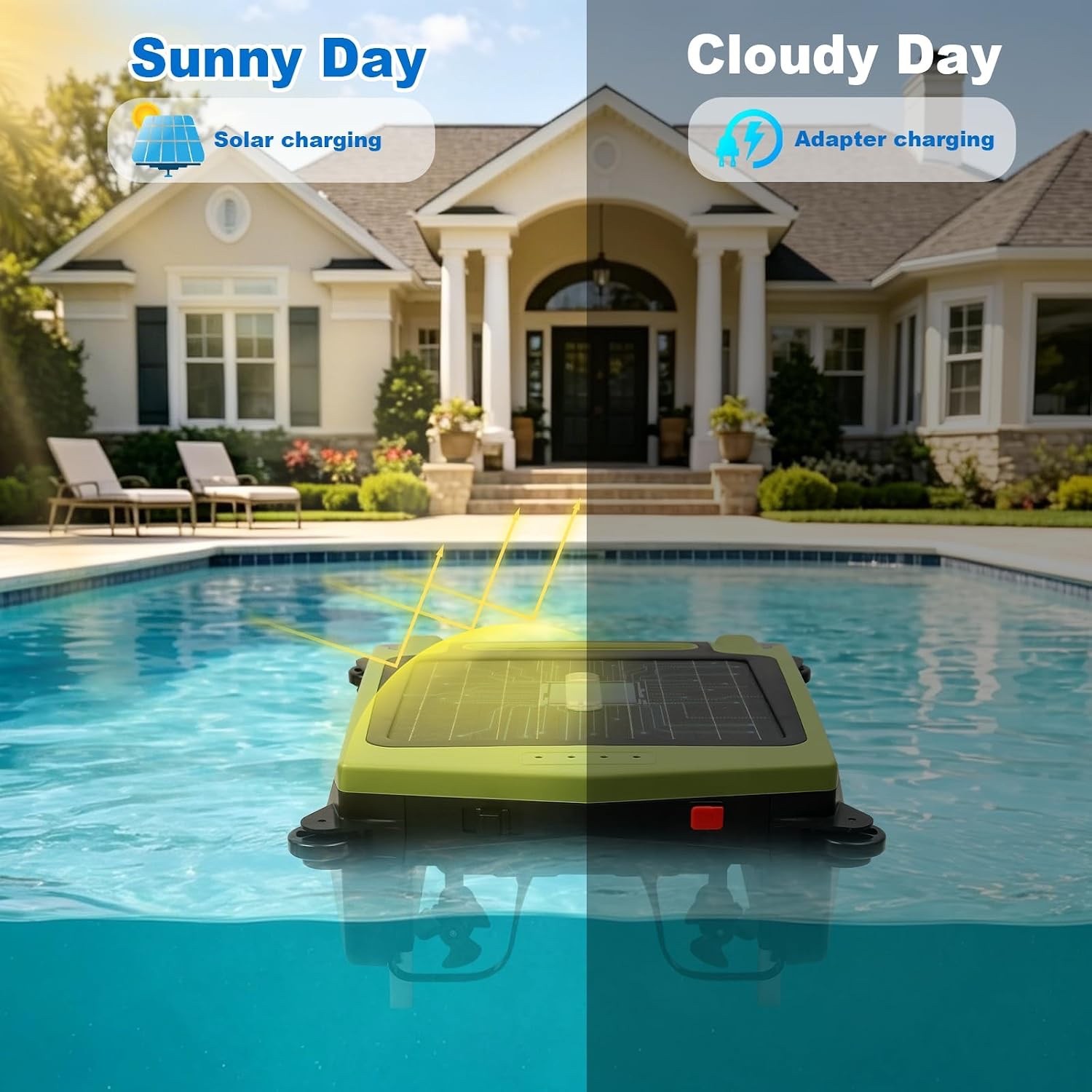 Solar Powered Robot Pool Skimmer with App Control and 24/7 Continuous Cleaning
