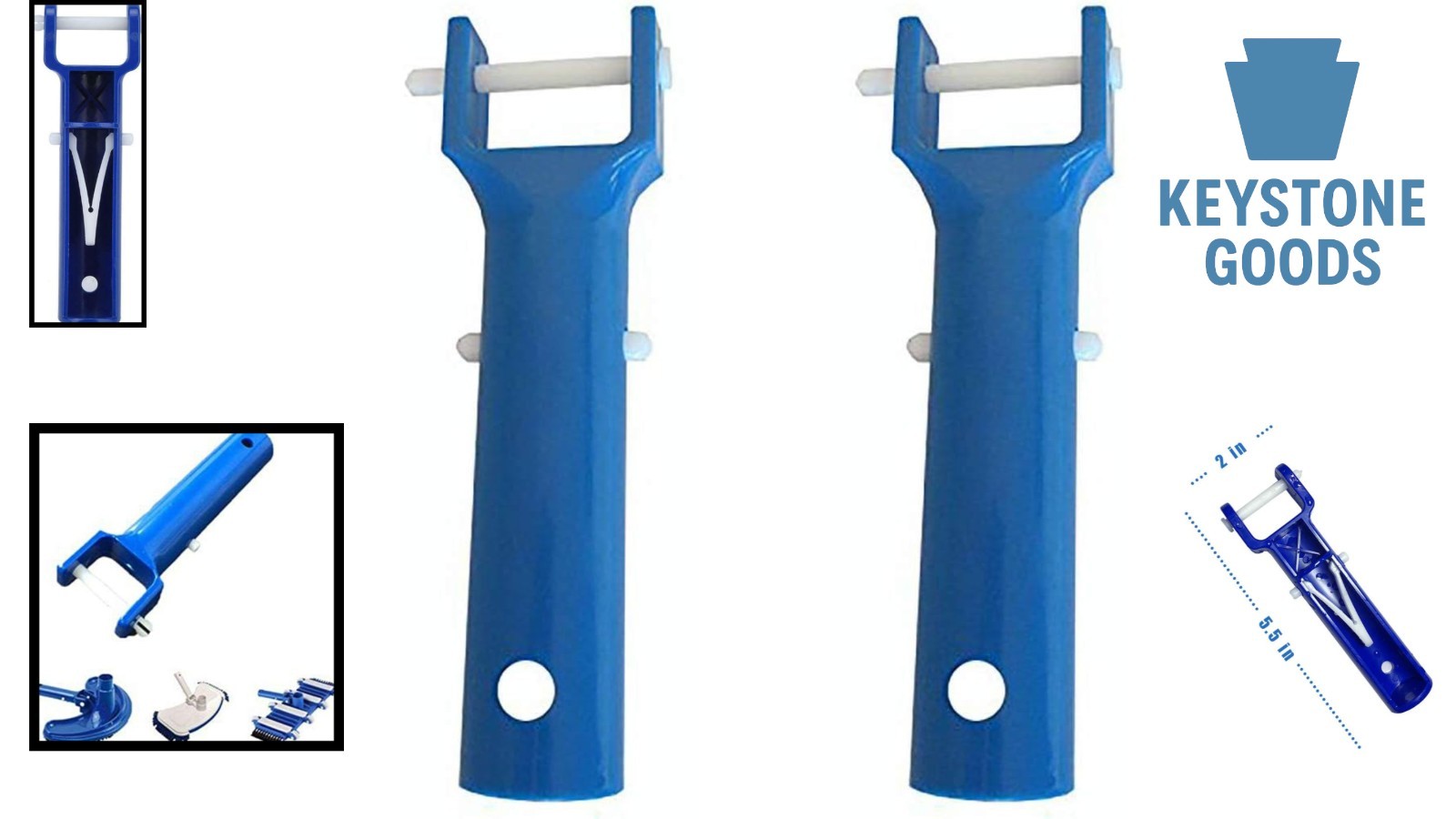 2 Pack Pool Vacuum Handle Replacement Kit – Sturdy Blue Plastic with V-Clip &…