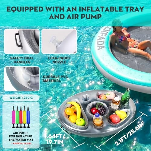 Inflatable Water Hammock Round Floating Ring,8/10/12FT Heavy Duty Pool Float