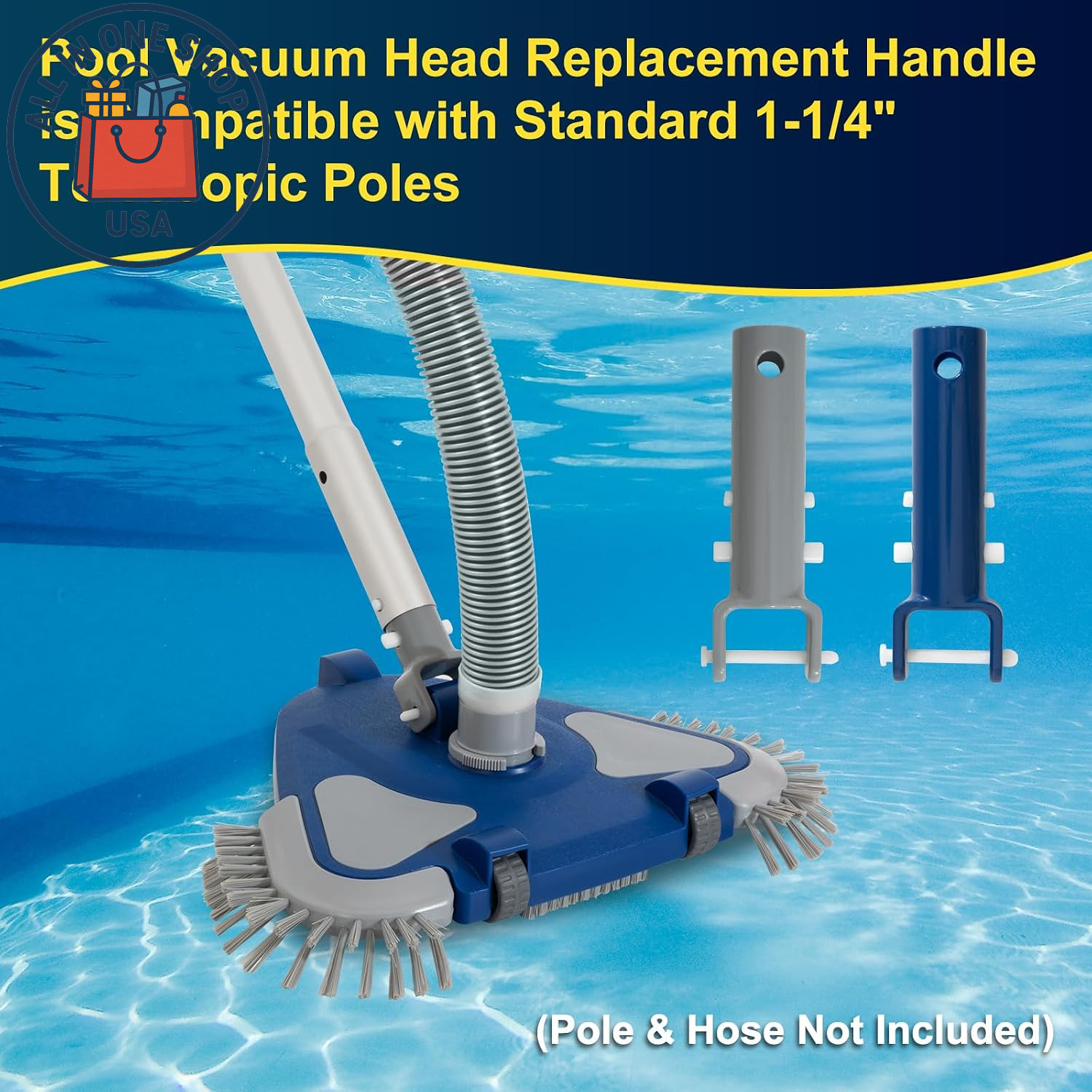 Pool Vacuum Head Handle Replacement with EZ Clip and Pin Set, 2 Pcs
