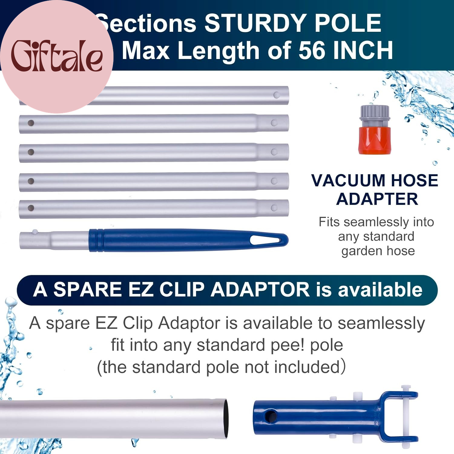 Manual Pool Vacuum for above Ground Pool Upgrade with Fine Mesh Bag& 56&Prime; Pole, H