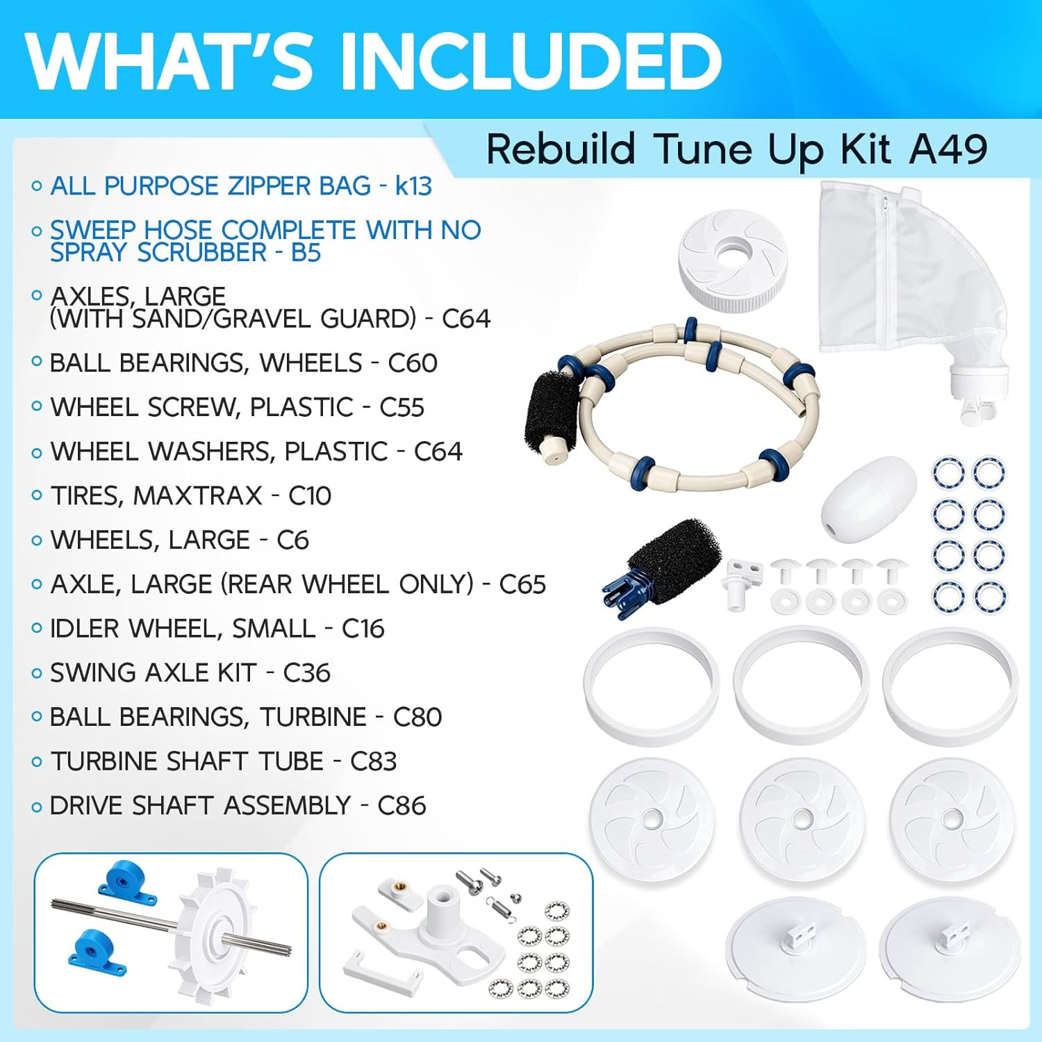 Upgraded Pool Cleaner Rebuild Repair Replacement Fit for Polaris Zo-Diac Automat