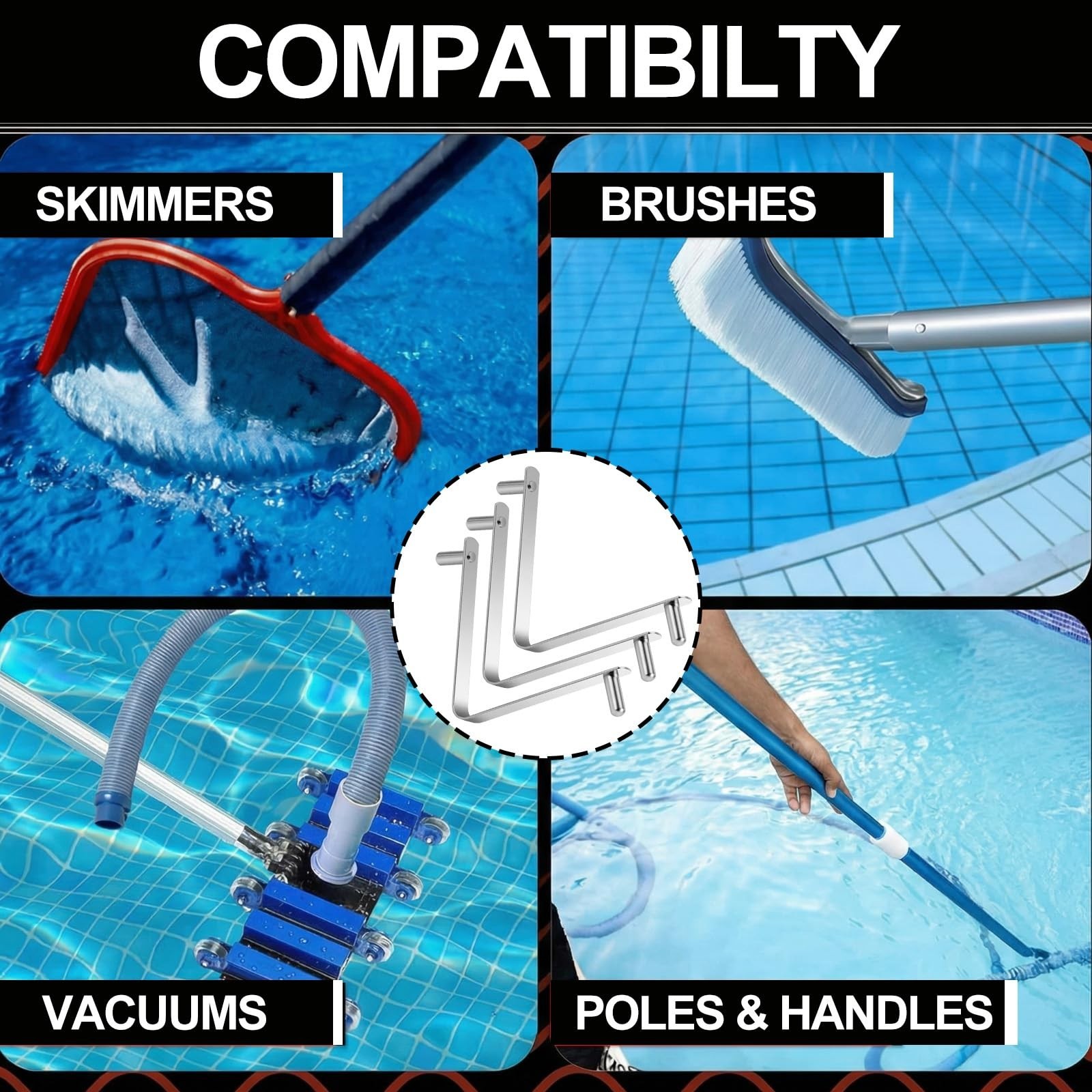 40 Pcs Pool Butterfly Clips – V Shape Universal Pole Clips for Skimmer Nets & Va