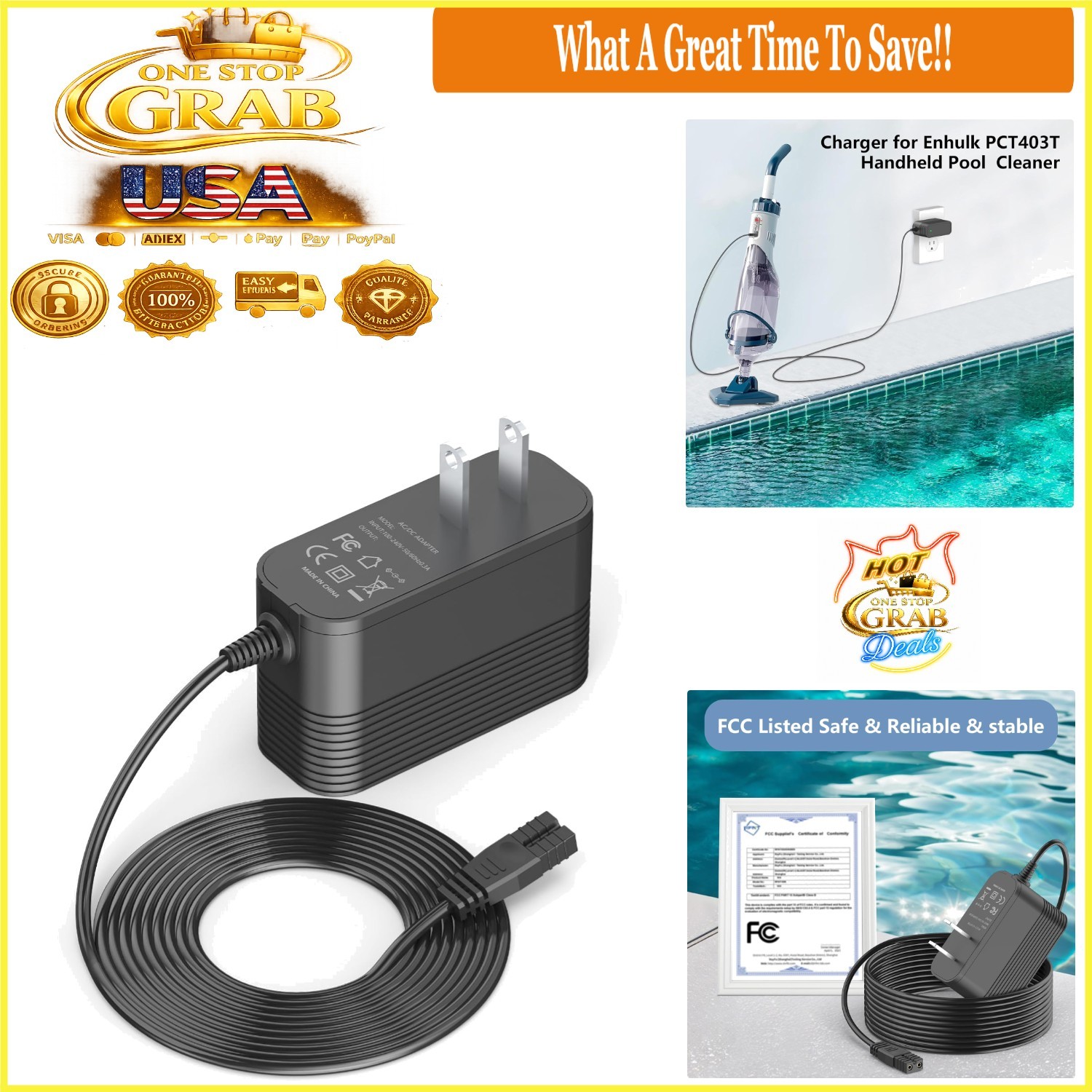 21.5V Fast Charger for Enhulk 20V Handheld Pool Vacuum Cleaner