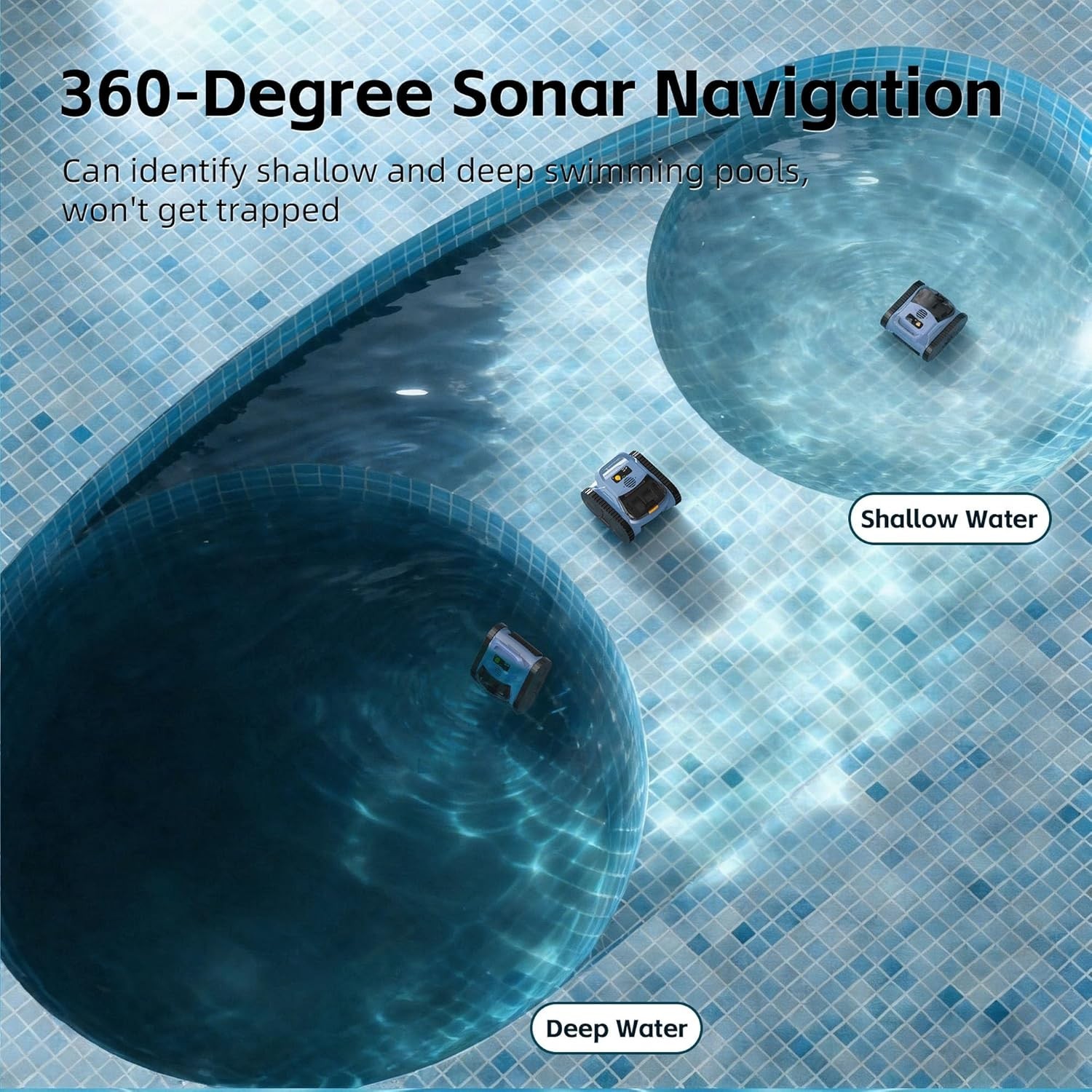 Pool Vacuum Robotic Cleaner AI Sonar Cordless 180-Mins Battery Life