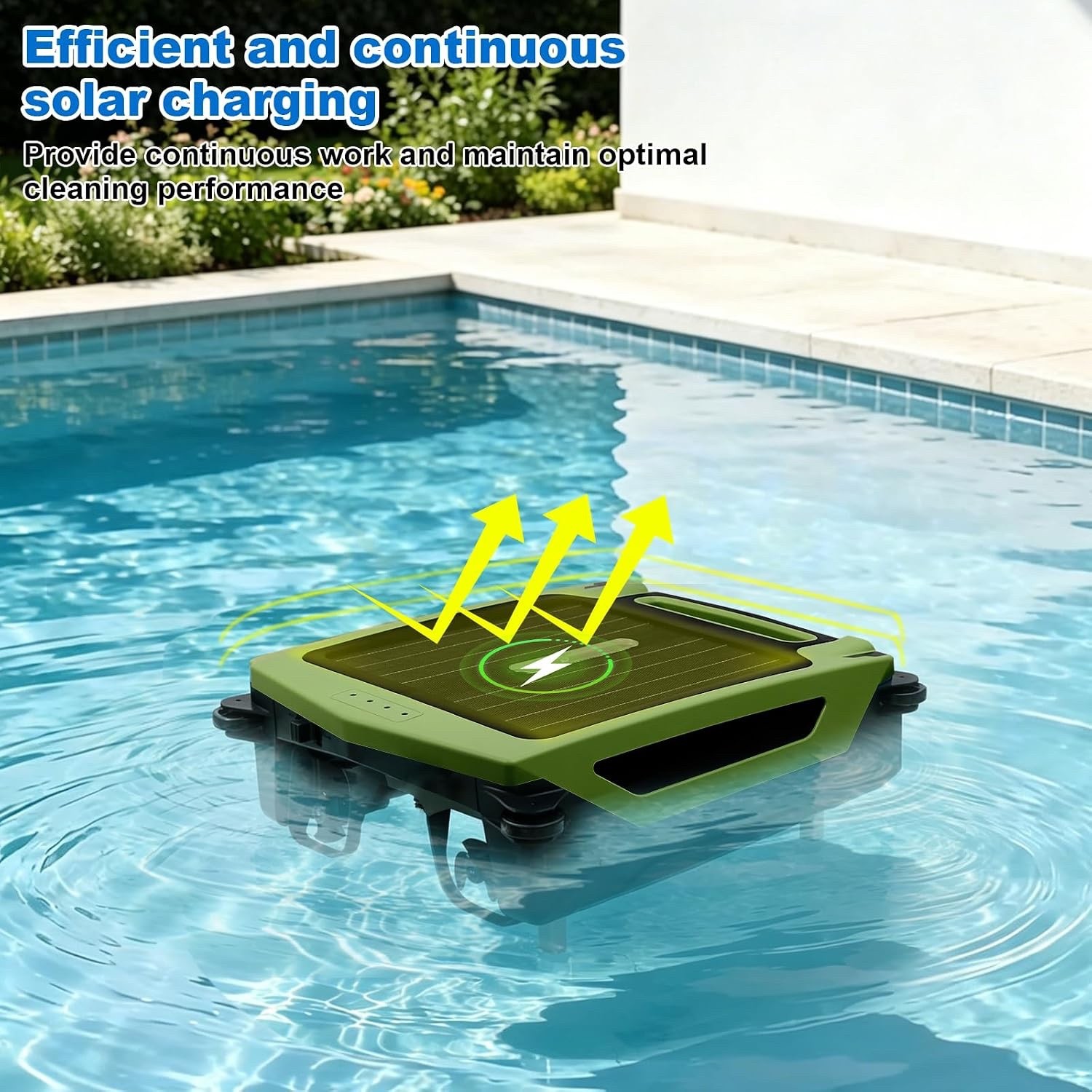 Solar Powered Robot Pool Skimmer with App Control and 24/7 Continuous Cleaning