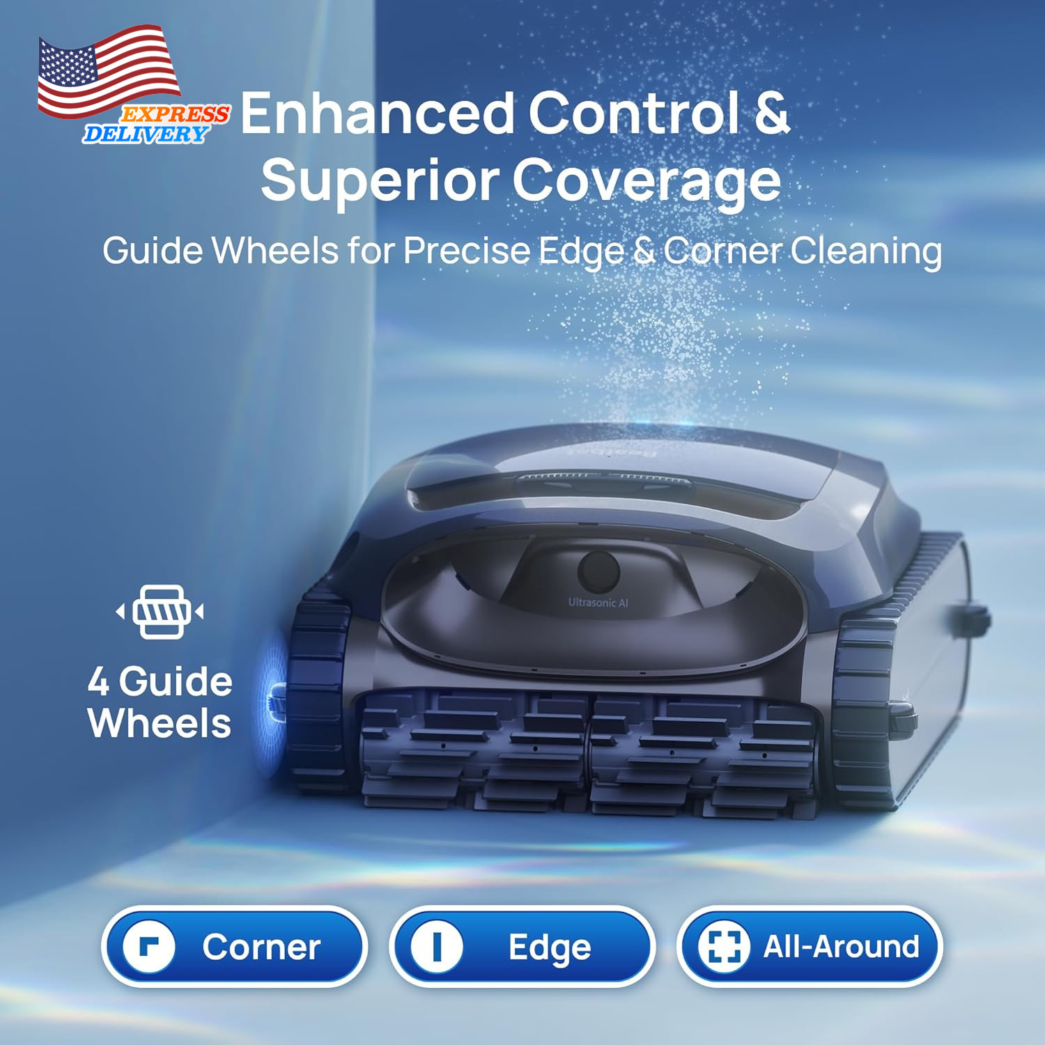 Aquasense 2 Cordless Robotic Pool Vacuum Cleaner Double-Pass Waterline Scrubbing