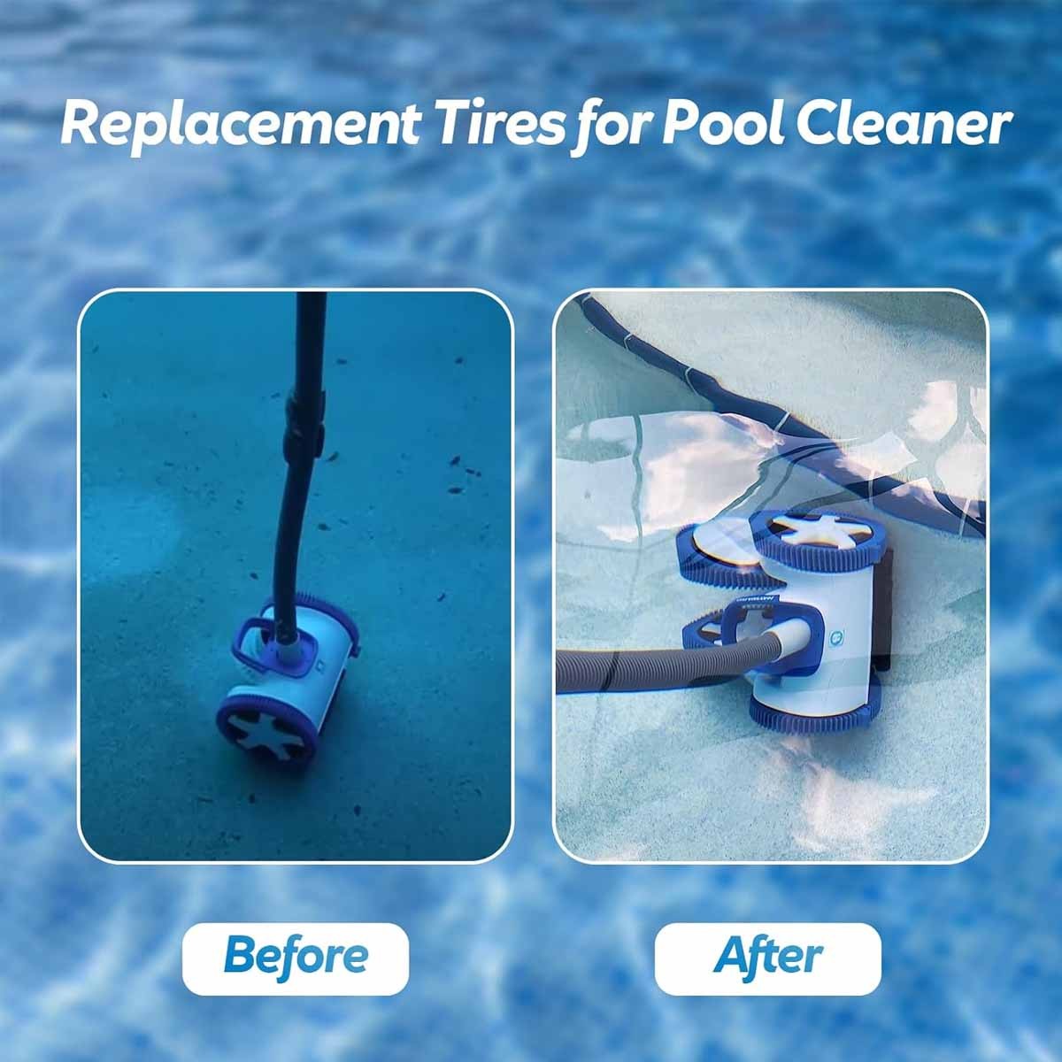 2 Pack 896584000-143 Blue Front Tire Kit with Super Hump, Pool Cleaner Tires
