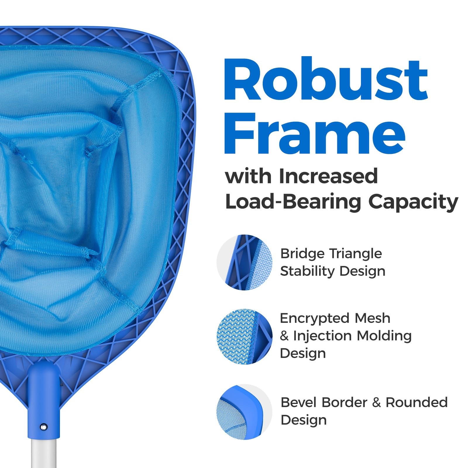 Swimming Pool Skimmer Net 26.8 inches, Leaf Rake Net with Fine Aluminum Pole
