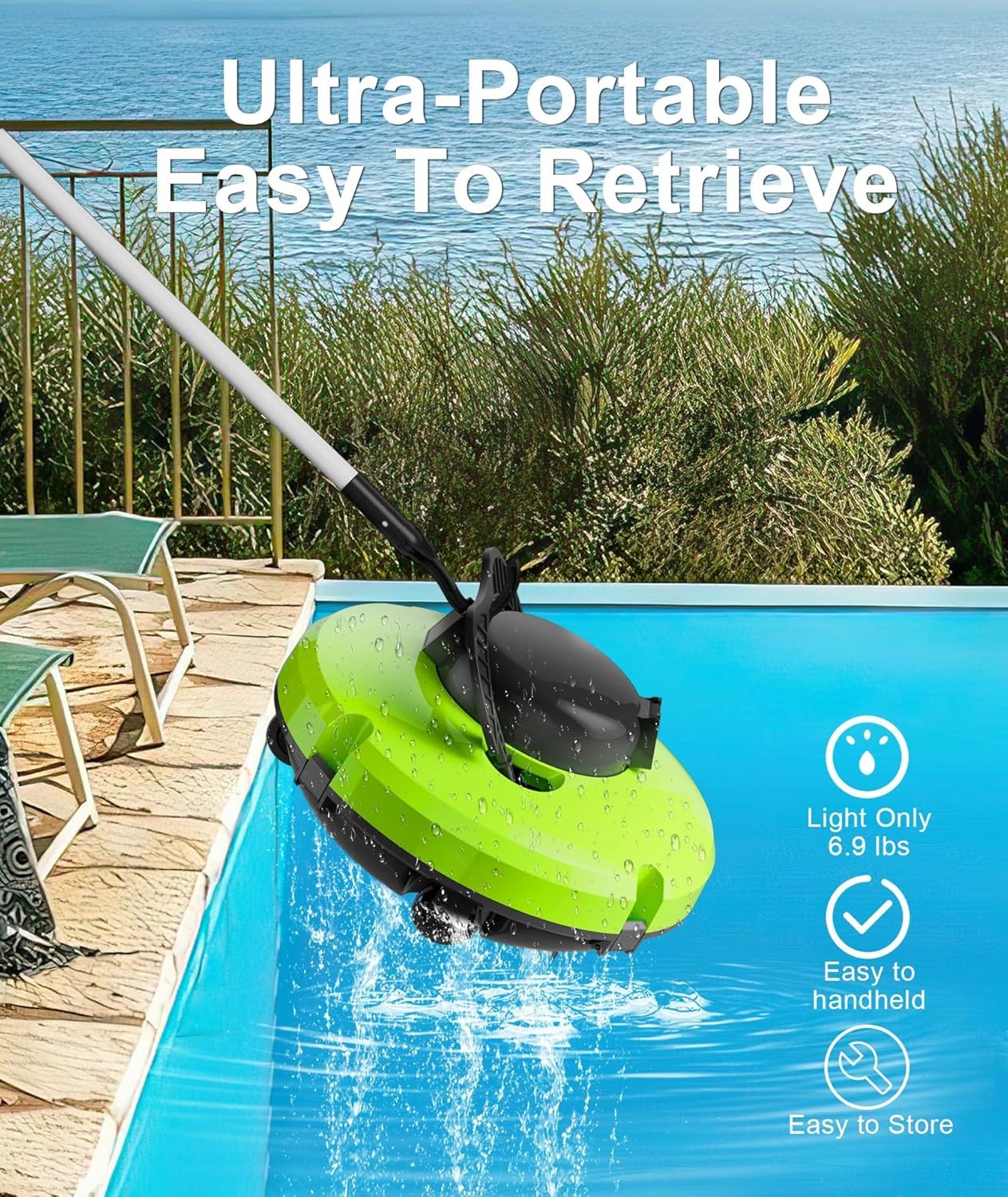 Kosgho PZ0-18,Cordless Pool Vacuum Cleaner for In Ground & Above Ground Pools