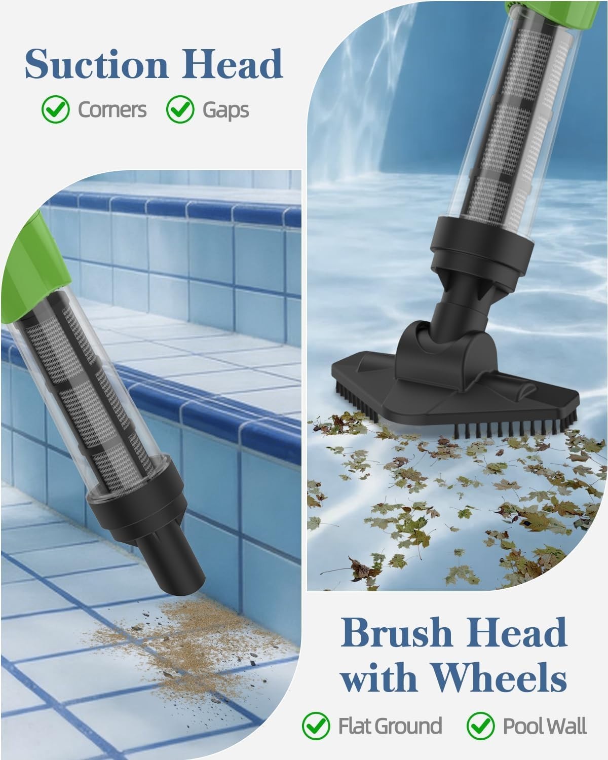 Cordless Handheld Spa Pool Vacuum – Rechargeable Sand Debris Cleaner Green