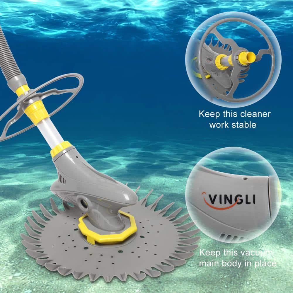 VINGLI Automatic Suction Side Pool Vacuum In Ground and Above Ground Pool Grey