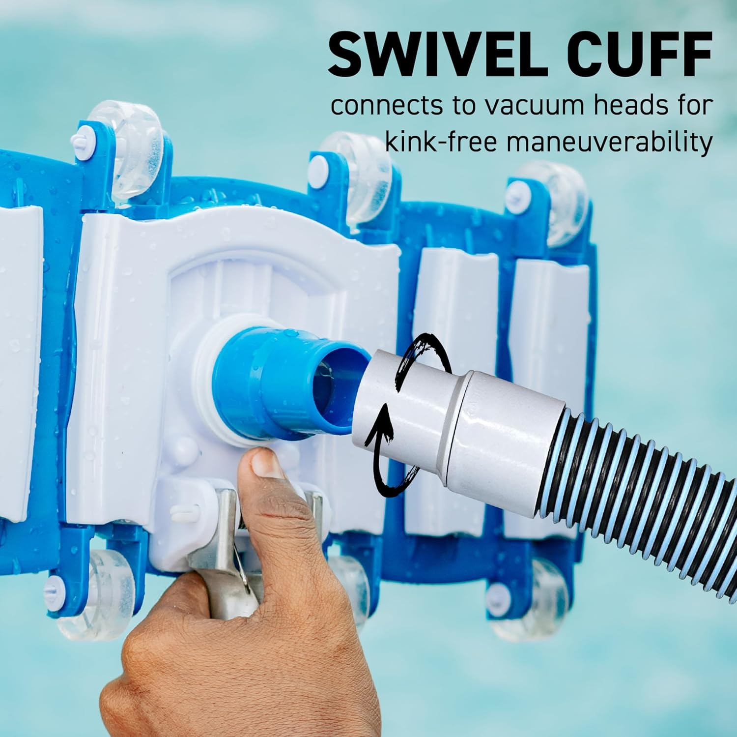 Swimming Pool Vacuum Hose 1-1/2&Prime; X 50-Ft, Swivel Cuff Kinkproof Design, Made in