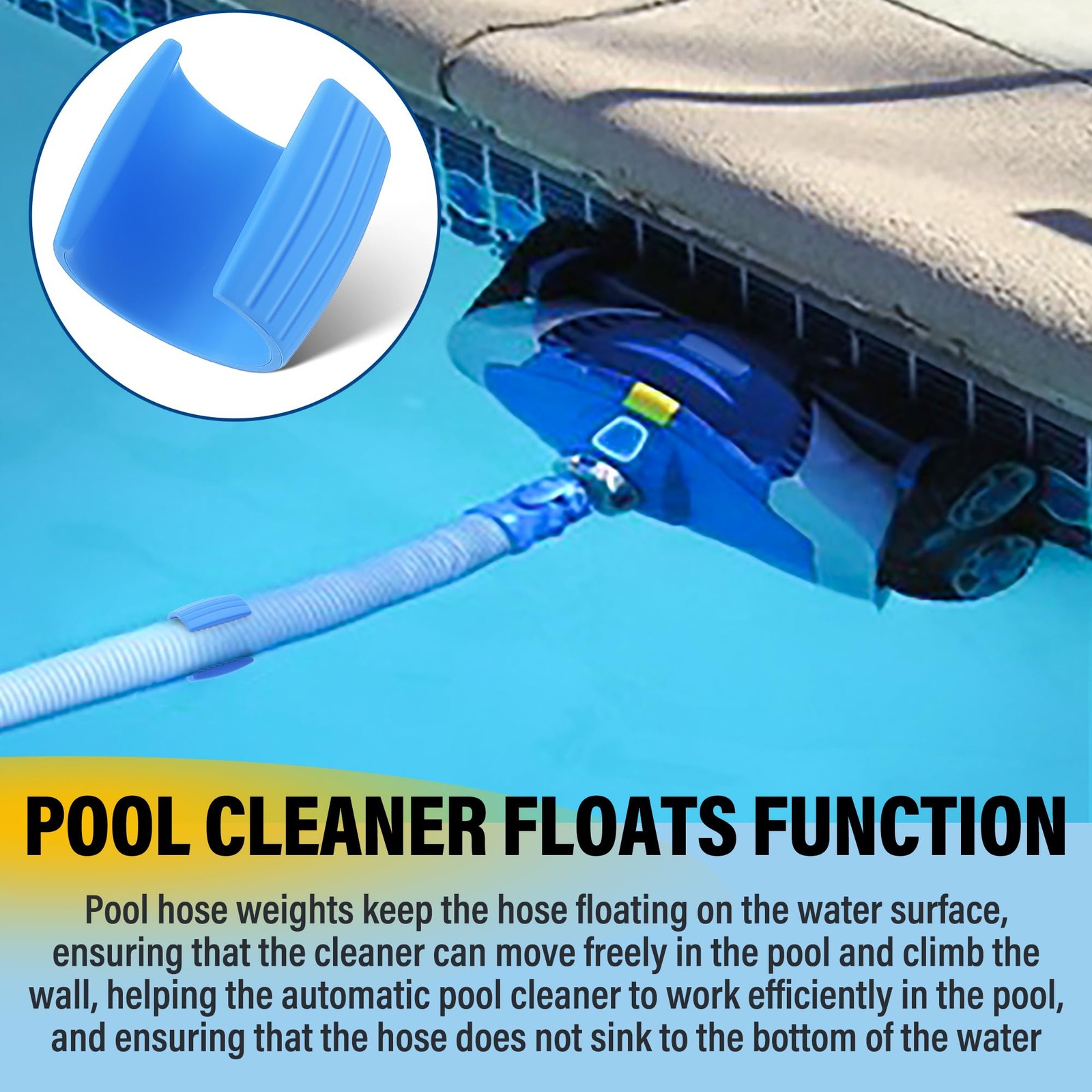 4 Pack Pool Systems Hose Float, Floating Fit 1.88&Prime; OD Hose, with Zodiac/Barac…