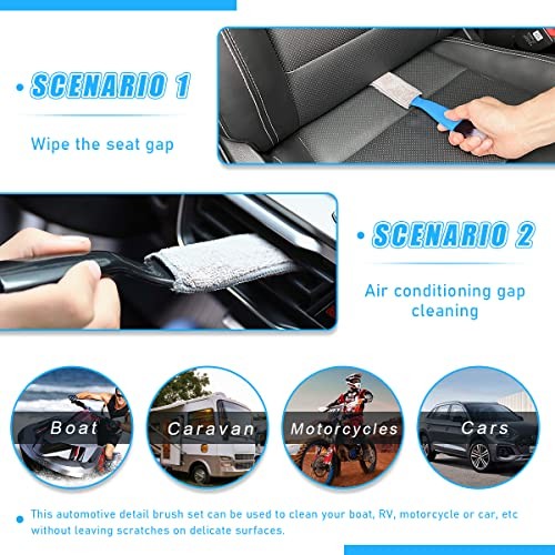 2 PCS Double Head Brush for Car Clean, Soft Auto Interior Duster Black, 2 PCS