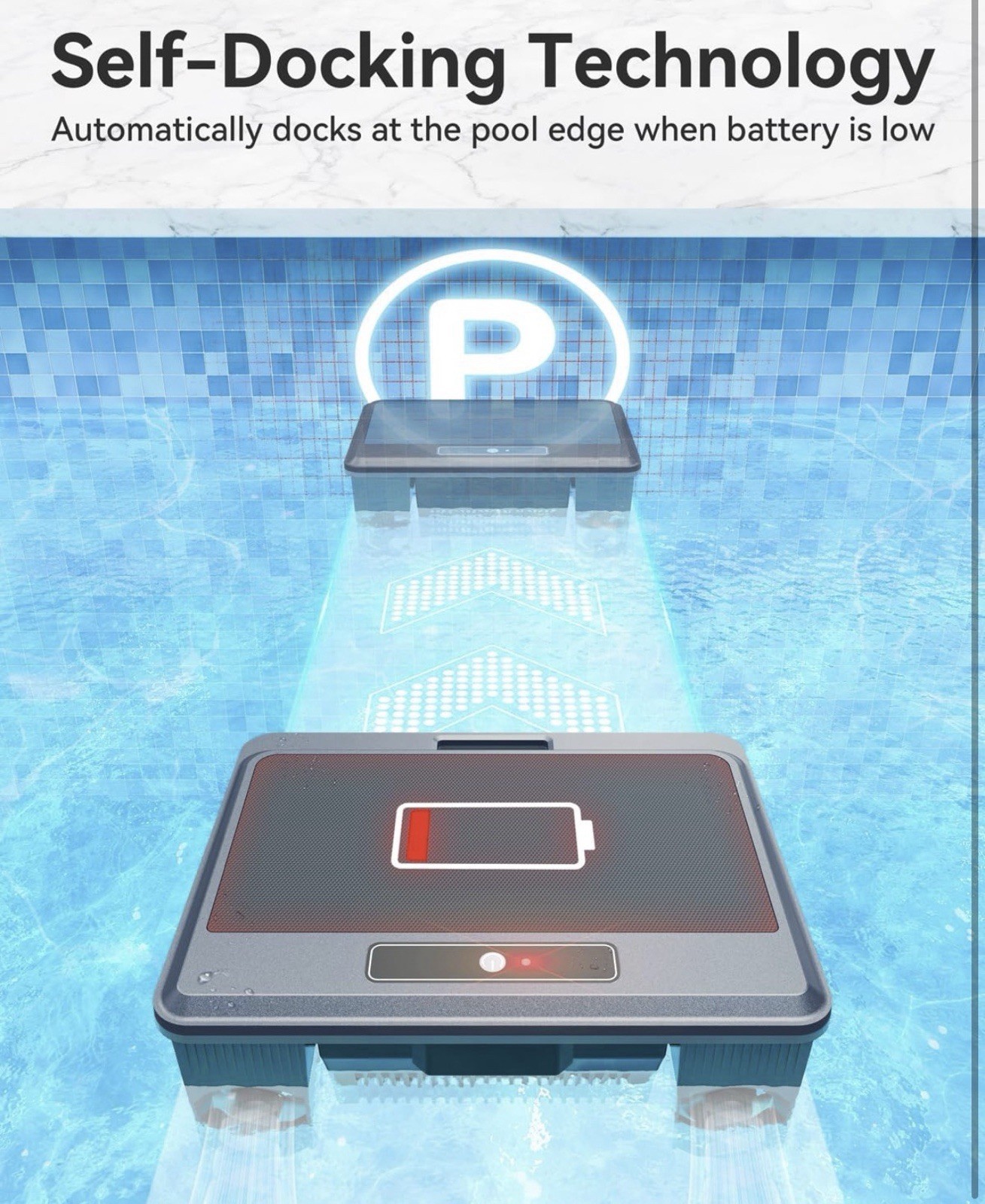 amazen F1T Solar Robotic Pool Skimmer, Remote/App, Self-Docking, Gray