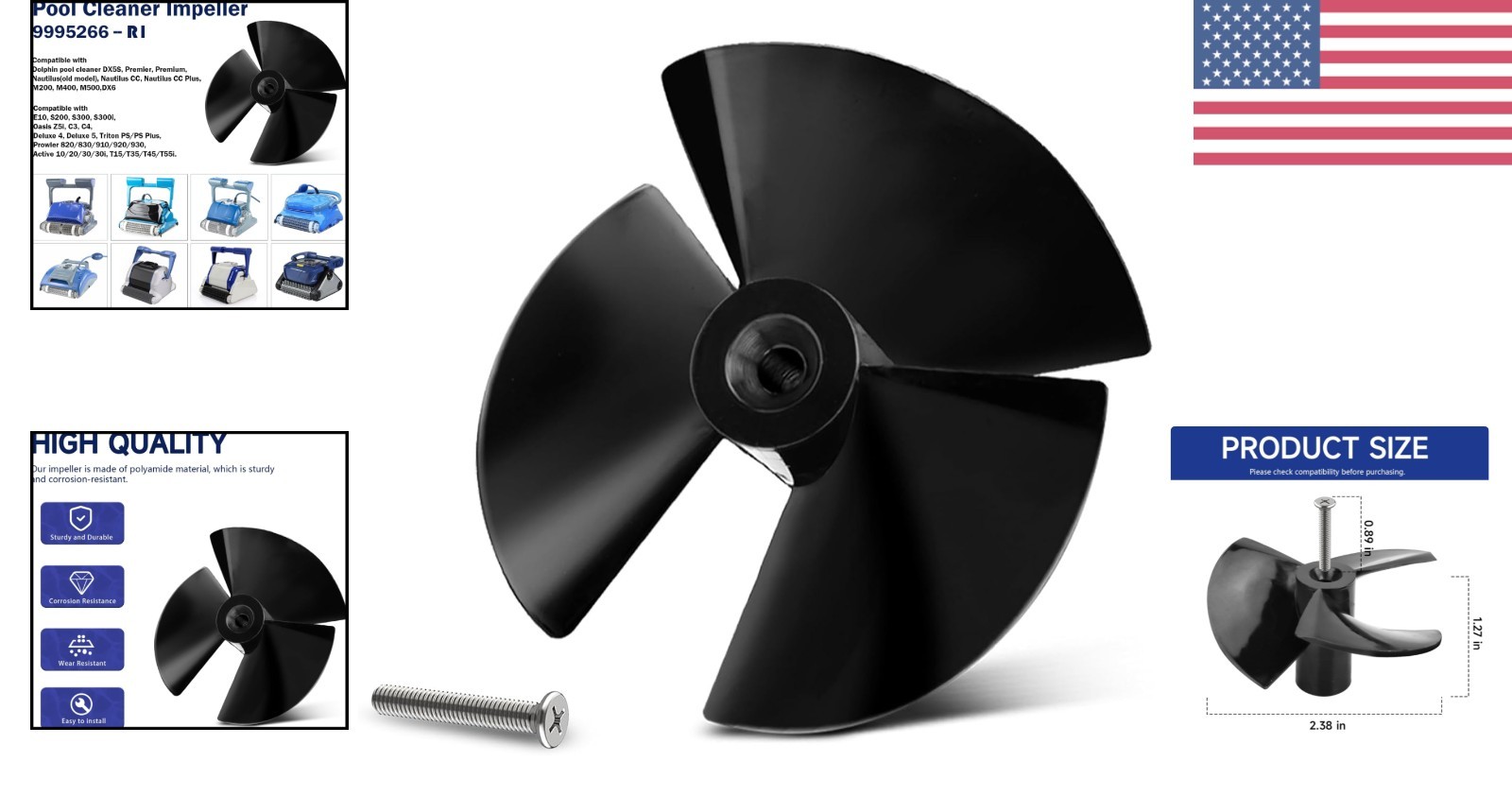 Sturdy Impeller for Maytronics Dolphin Robotic Pool Cleaners – 9995266-R1