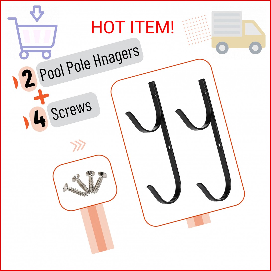 UNCO Pool Pole Hanger – 2 Pack, Pool Equipment Hooks for Poles and Hose, Accesso