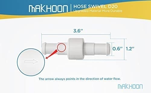 D20 Hose Swivel w/ D15 Nut Replacement Fits 180 280 380 Pool Cleaner Parts USNew