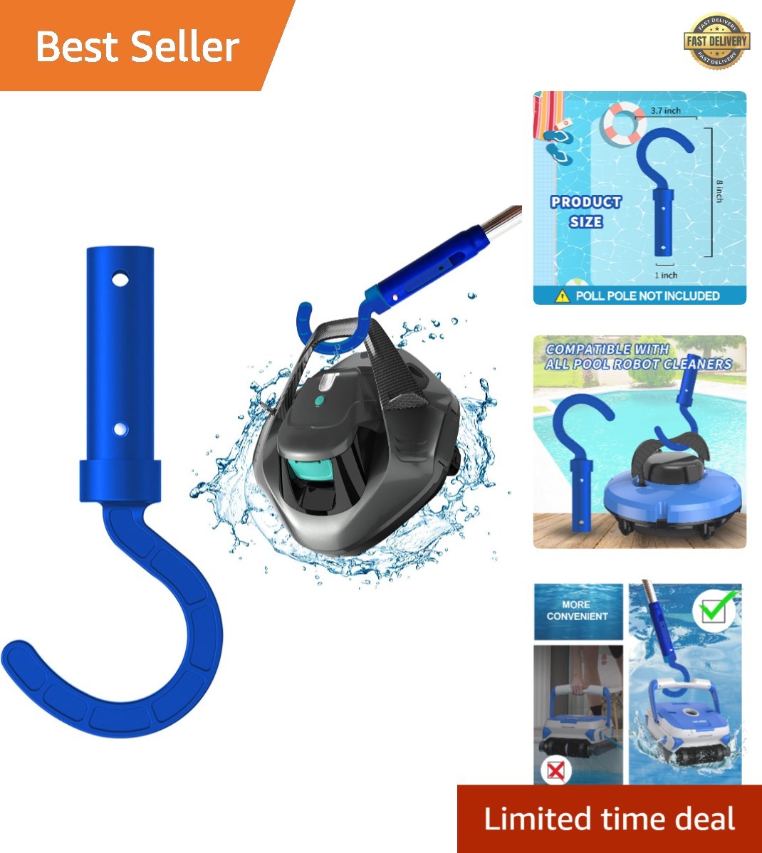 All-in-One Hook for Robotic Pool Cleaners – Perfect for Cordless, Above Ground
