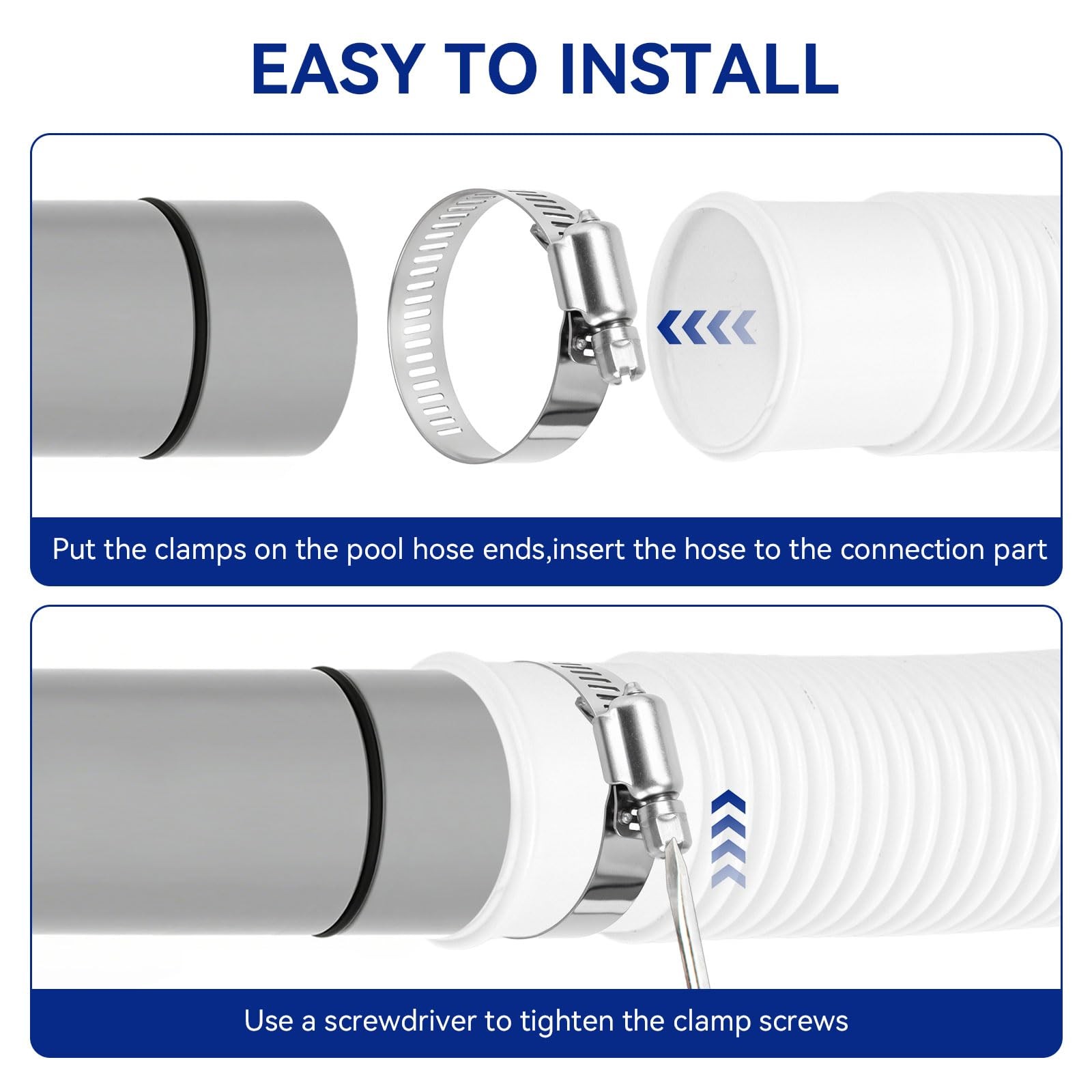 Alocs Pool Hoses For Above Ground Pools 1.5 Diameter X 59 Long 2 Pack 1.5 Inch