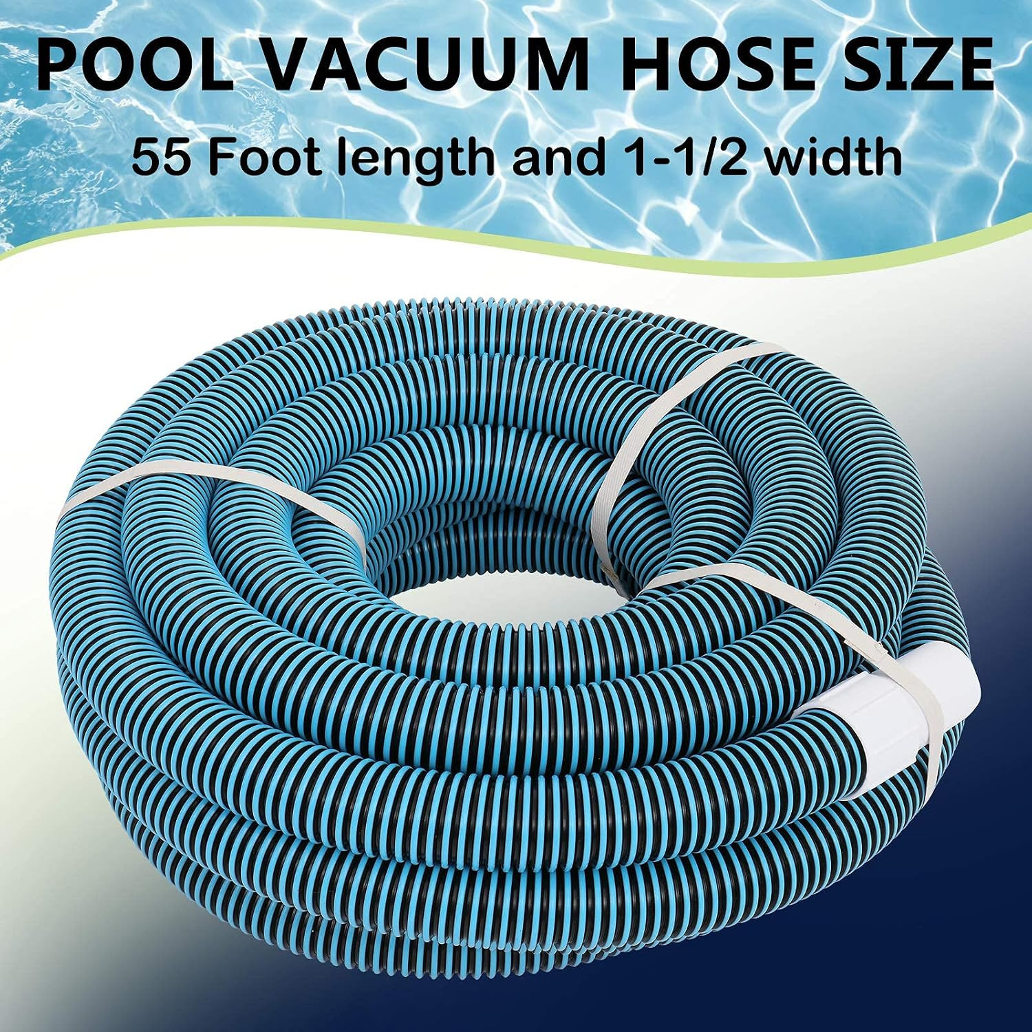 Swimming Pool Vacuum Hose, 1-1/2-Inch X 50-Feet, Blue