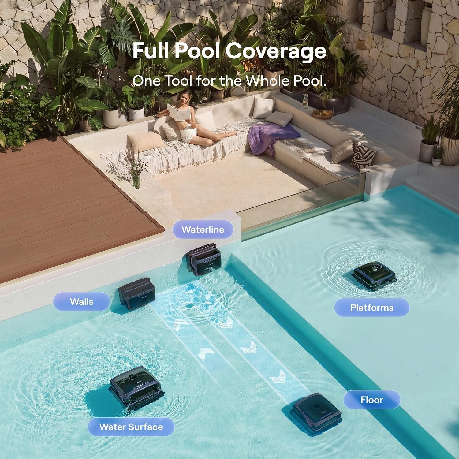 Beatbot Sora 70 Pool Vacuum Robot Top-to-Bottom Robotic Cleaning Smart Parking