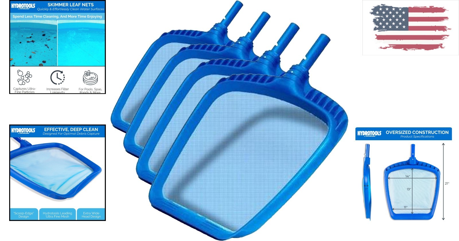 Ergonomic Heavy Duty Leaf and Debris Skimmer – Pack of 4 for Enhanced Filtration