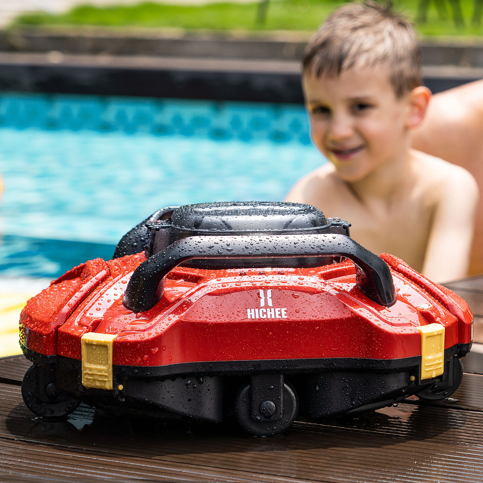 Cordless Robotic Pool Vacuum Cleaner Automatic Self-Parking LED Indicator Red