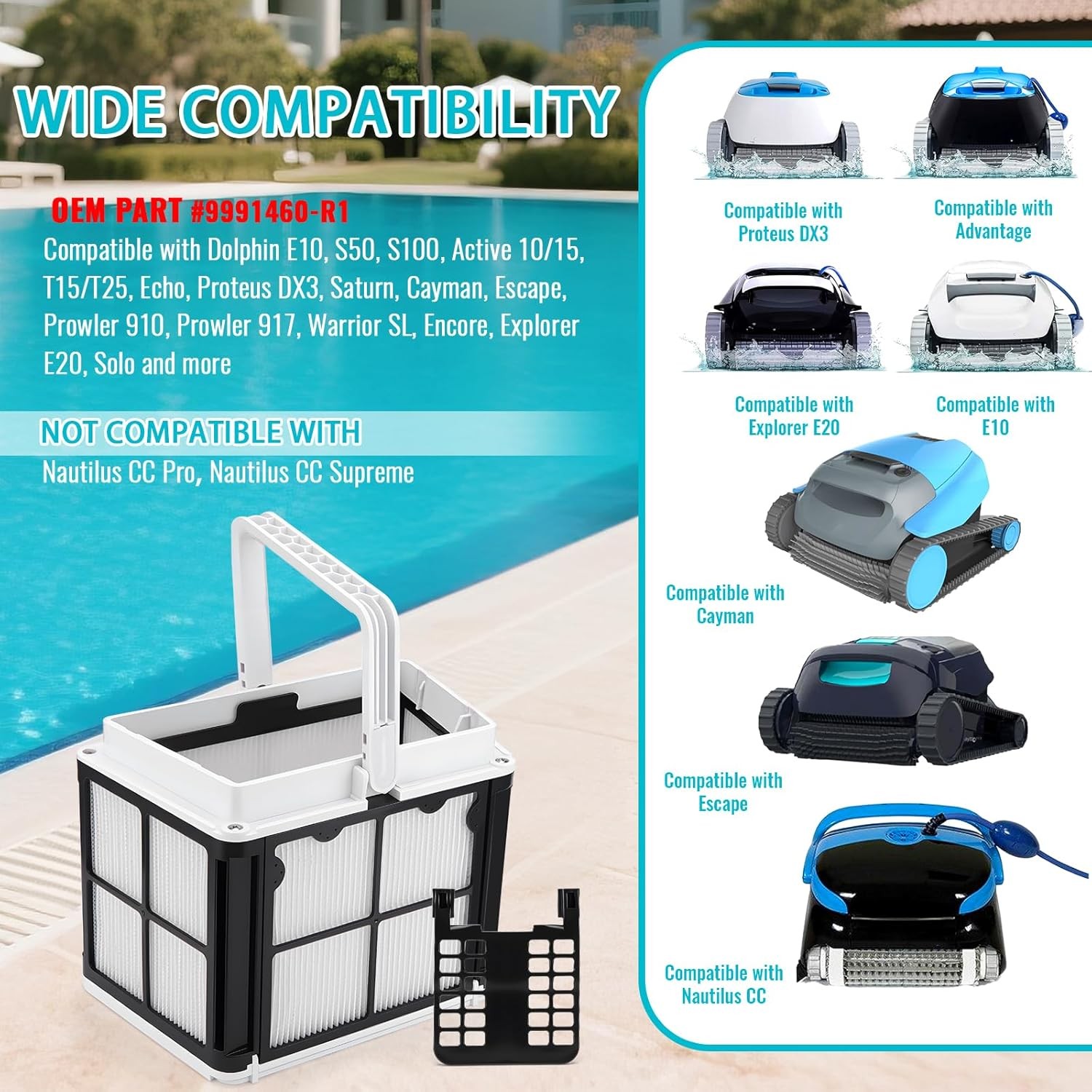 Ultra Fine Filter Basket 9991460-R1 for Dolphin S50 S100 E10 E20 DX3