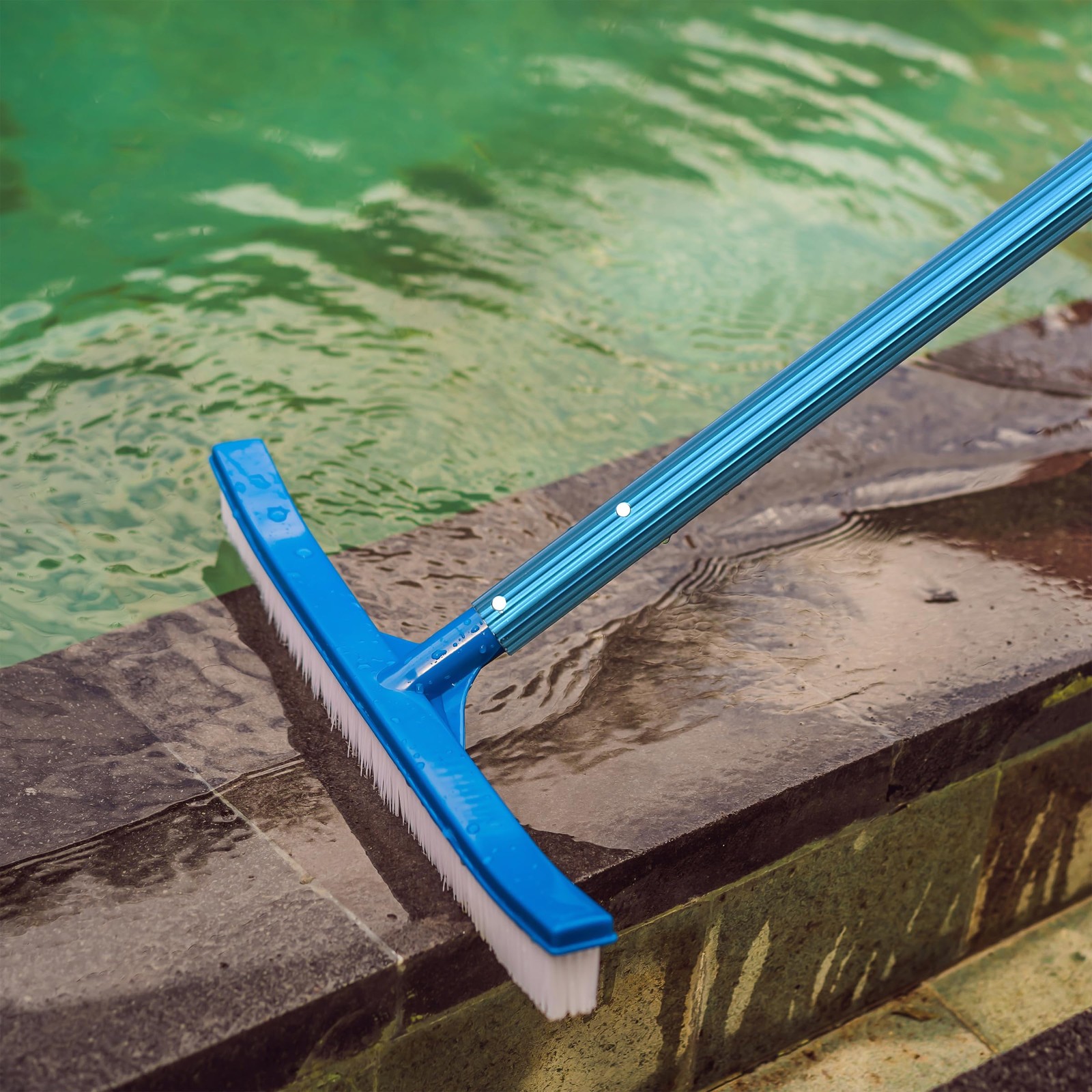 Telescopic Pool Pole 12ft Adjustable 3Piece Cleaning Brush Tool