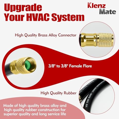 2026 Upgraded 3/8&Prime; HVAC Vacuum Hose,72“ Refrigerant Charging Hose, Black 6Ft