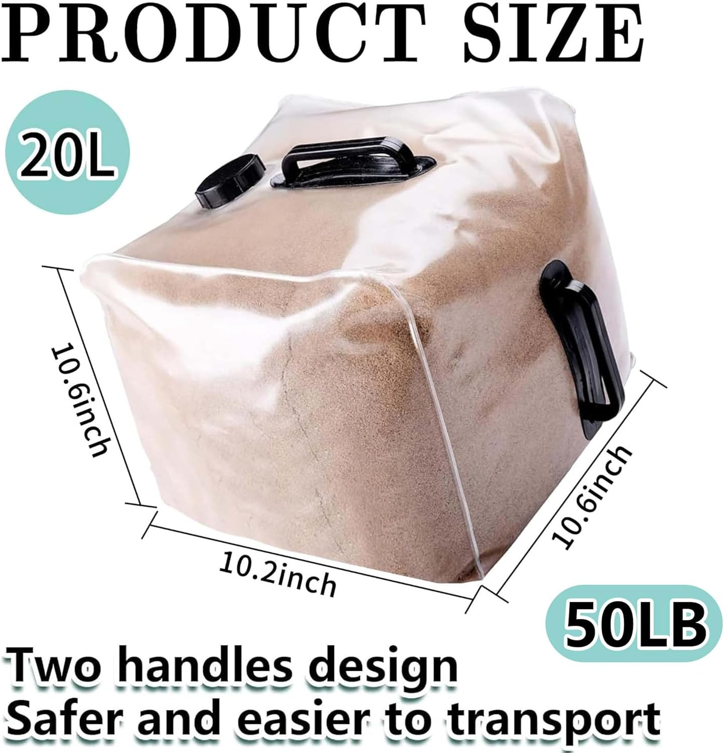 2 Pack Heavy Duty Pool Weight Plastic Sand Bags, 50 LB Universal Pool Weight