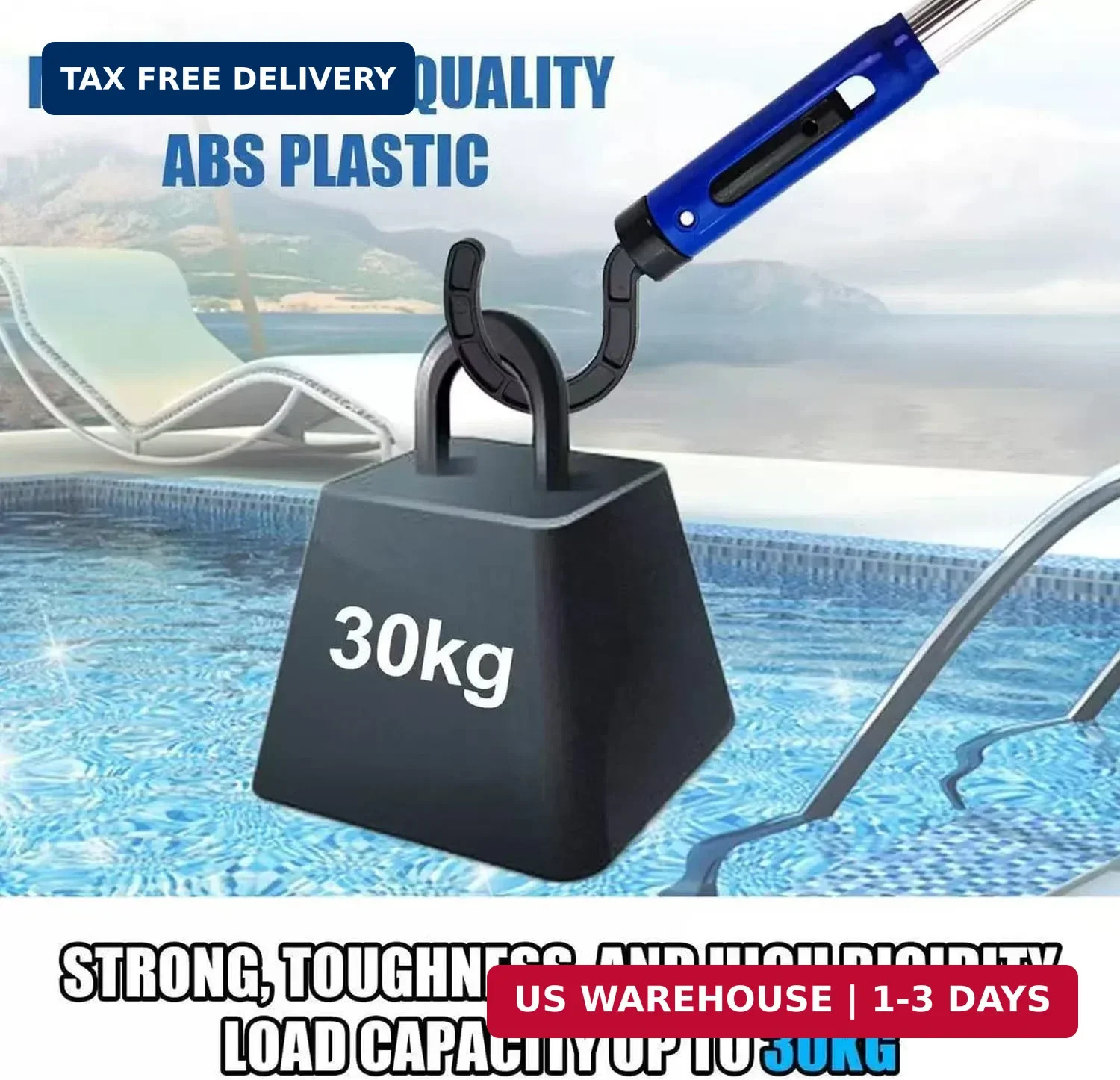 2 Pack Hook for All Robotic Pool Cleaner, Pool Hook for Telescopic Poles, for Po