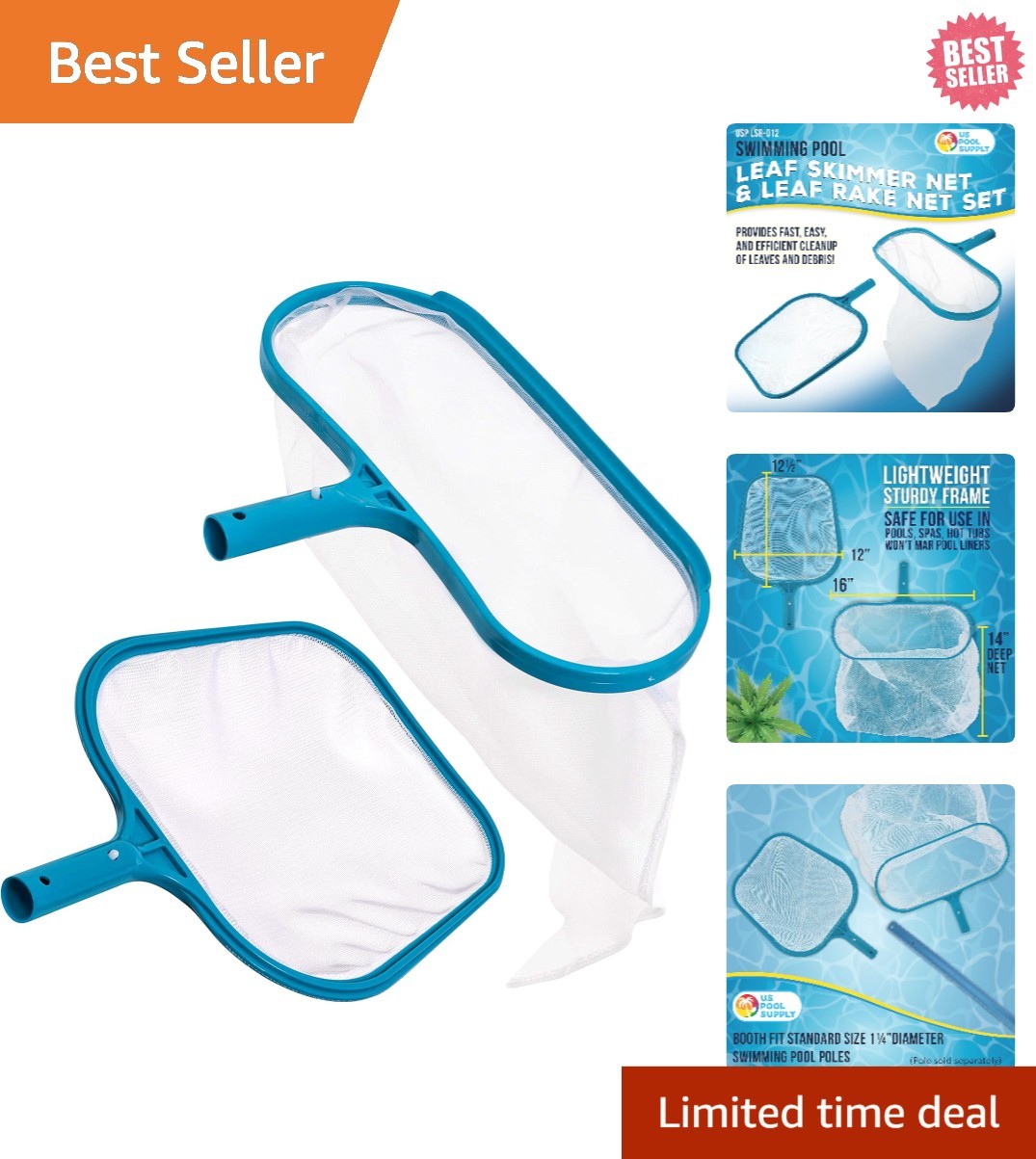 Efficient Pool Cleaning Skimmer and Rake Set – Lightweight and Easy to Use