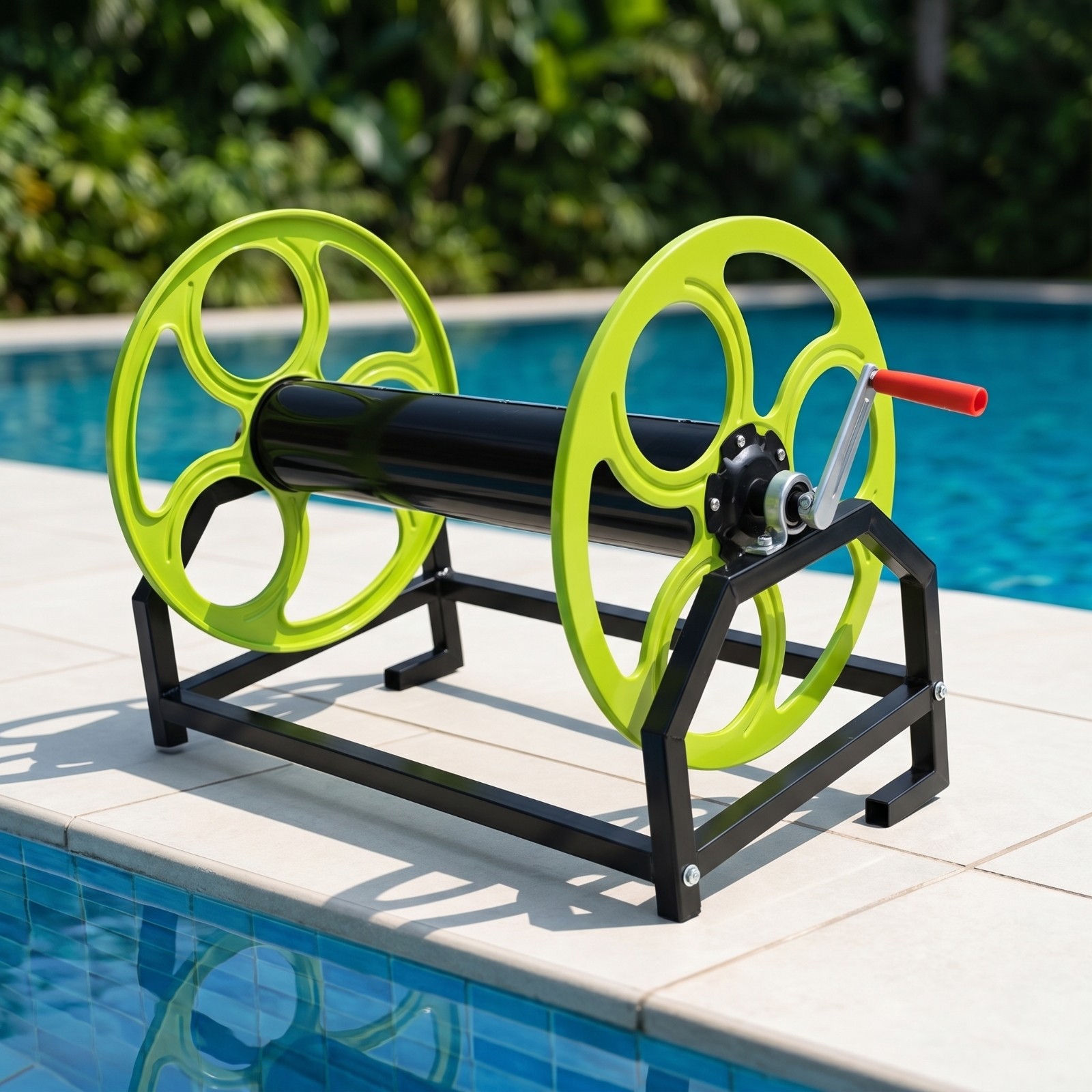 Hose Reel Stand Large-Capacity Hose Rack with Hand Crank Easy to Install