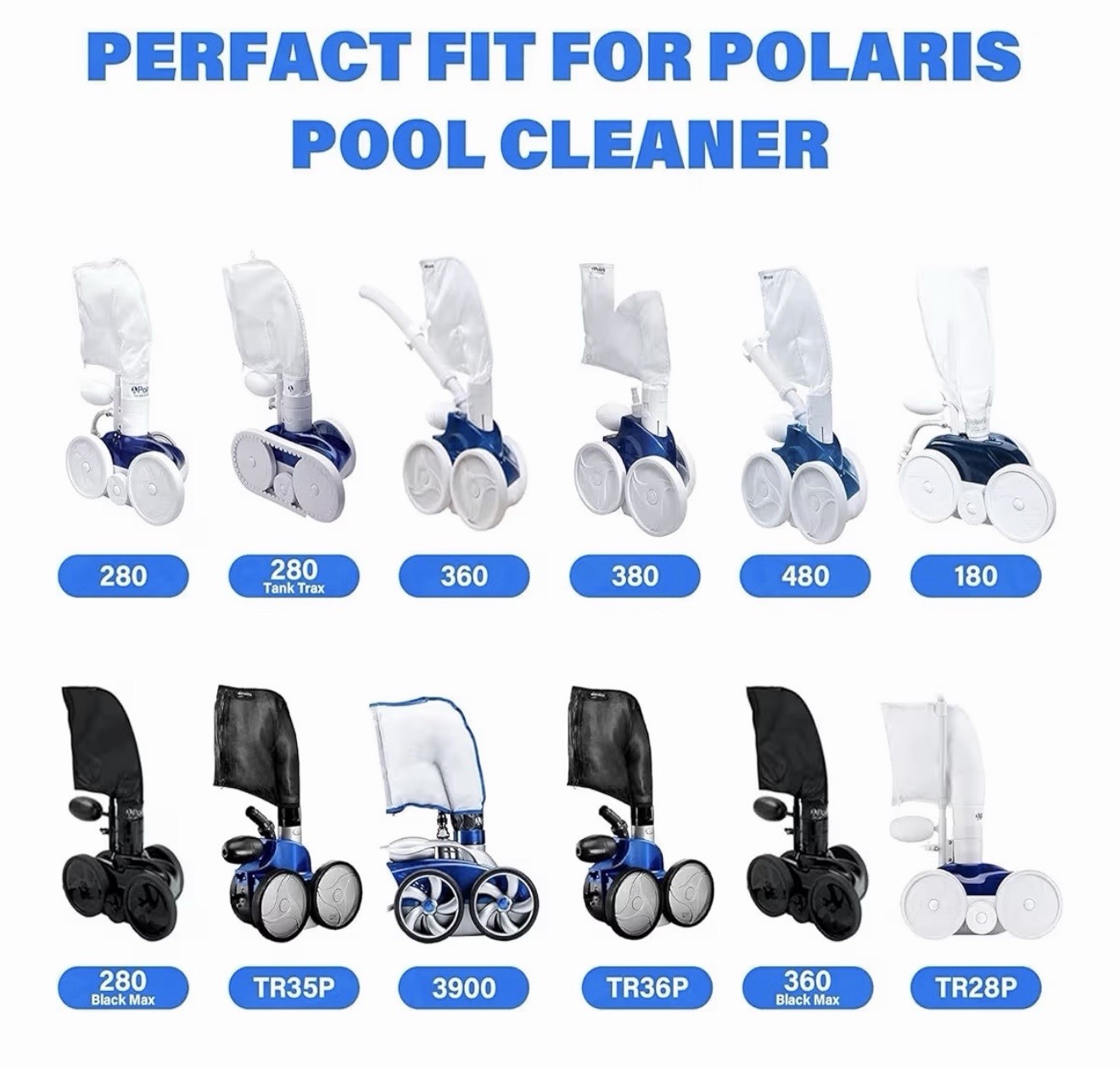6-Pack Tail Sweep Scrubber for Polaris 280 360 380 480, Chlorine Resistant