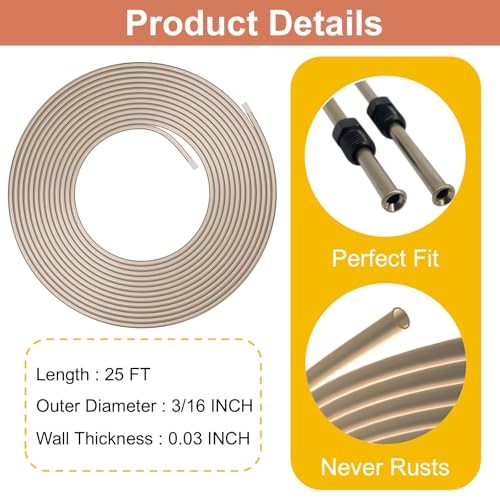 Genuine 3/16&Prime;ODx25FT Copper Nickel Brake Line Replacement Kit with 16 Nuts & 4
