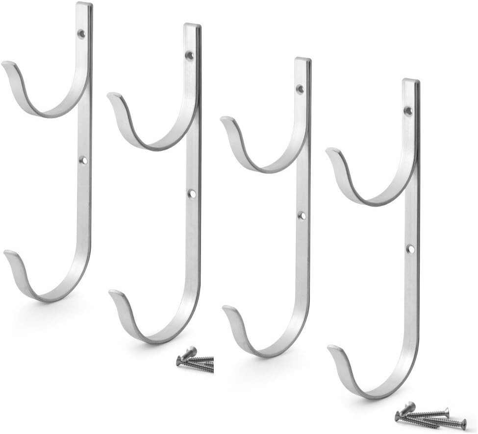 Pool Pole Hanger Set 4pc Aluminum Wall Mount Organizer for Pool & Garden